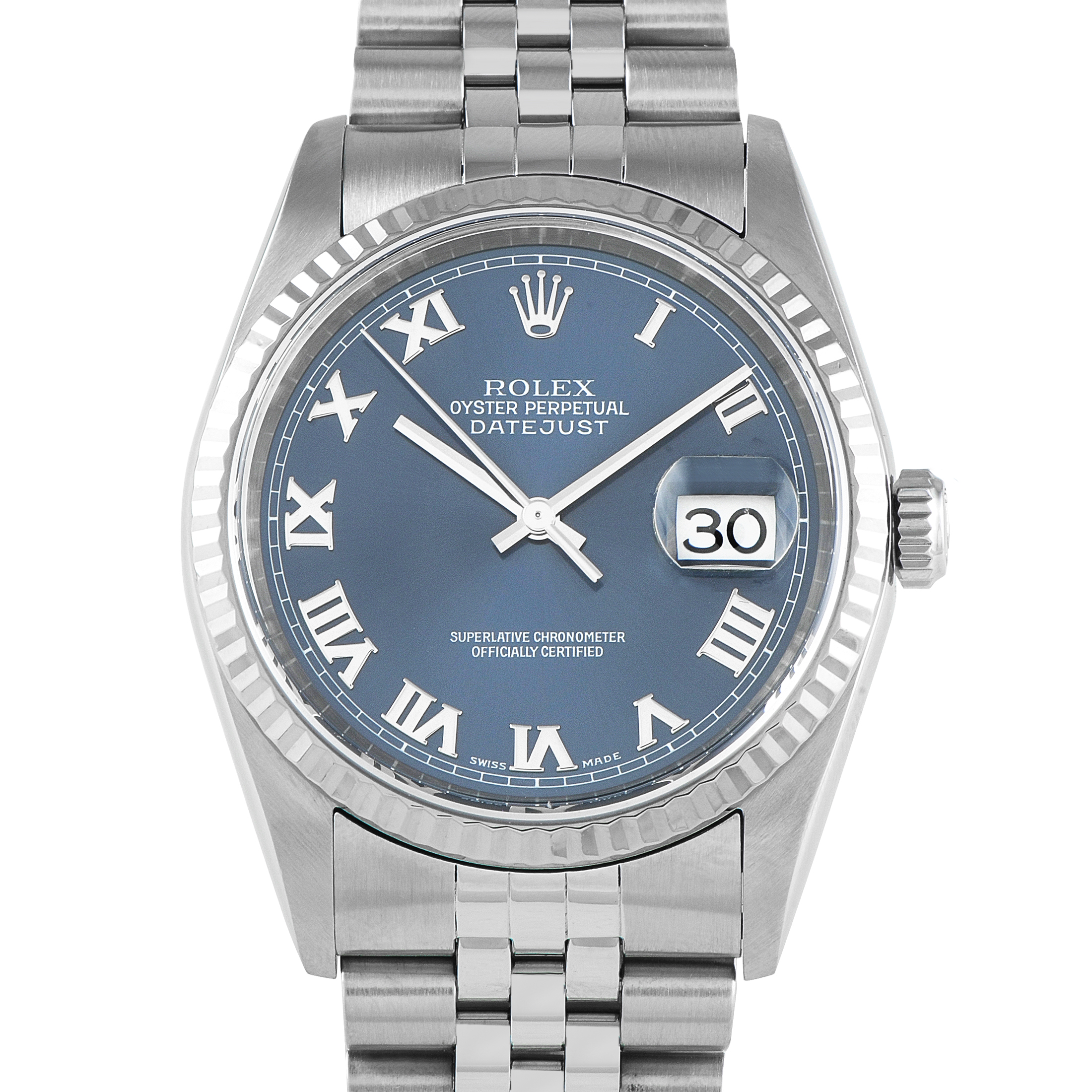Rolex Datejust 36 Blue Roman Dial Jubilee Watch 16234