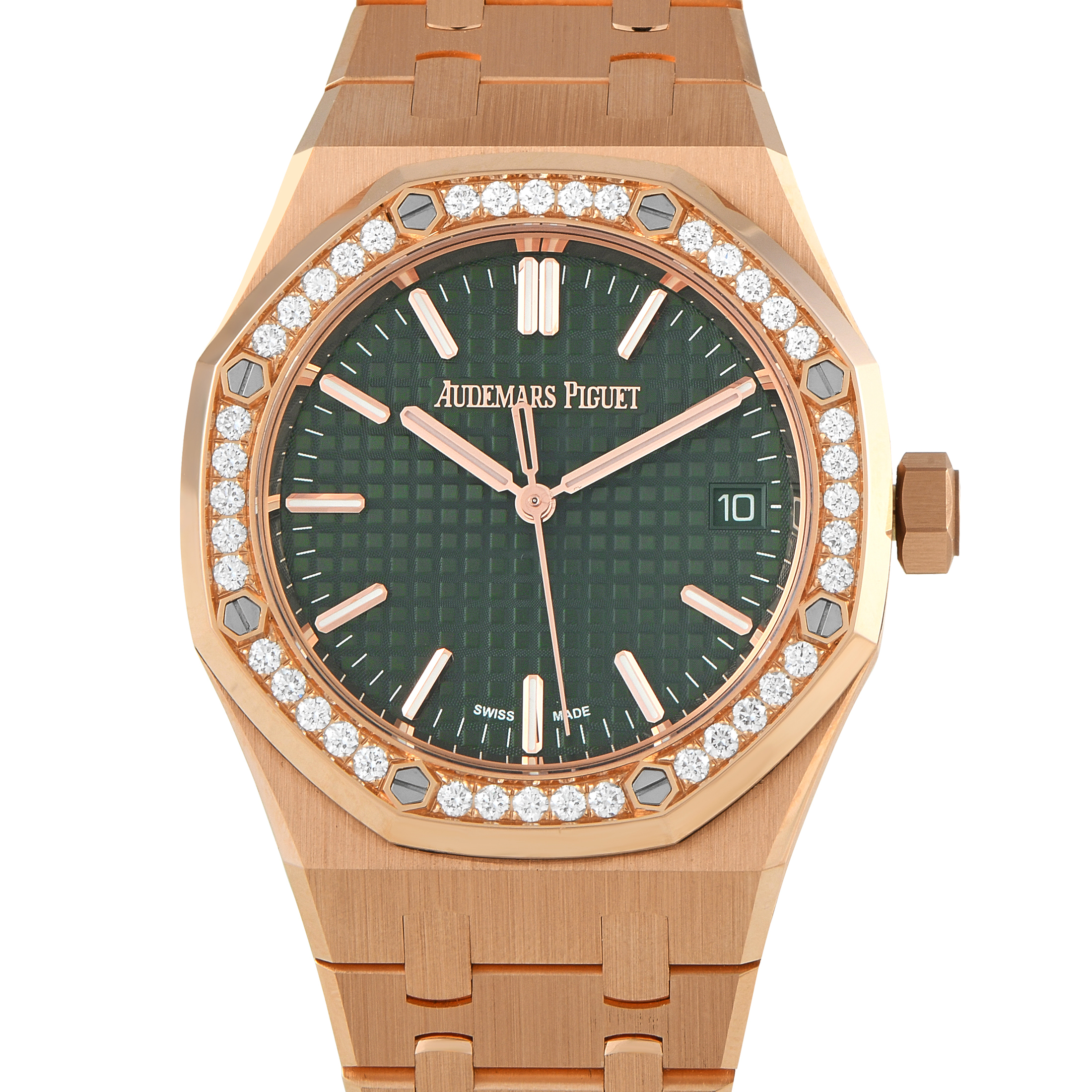 Audemars Piguet Royal Oak Khaki Green Dial Pink Gold Watch 15551OR.ZZ.1356OR.06