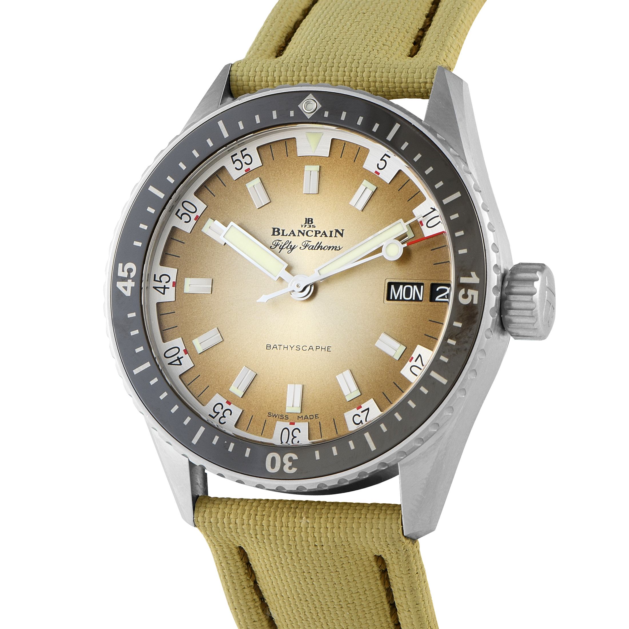 Blancpain Fifty Fathoms Bathyscaphe Day Date Desert Edition Steel Watch 5052-1146-E52A - Image 2