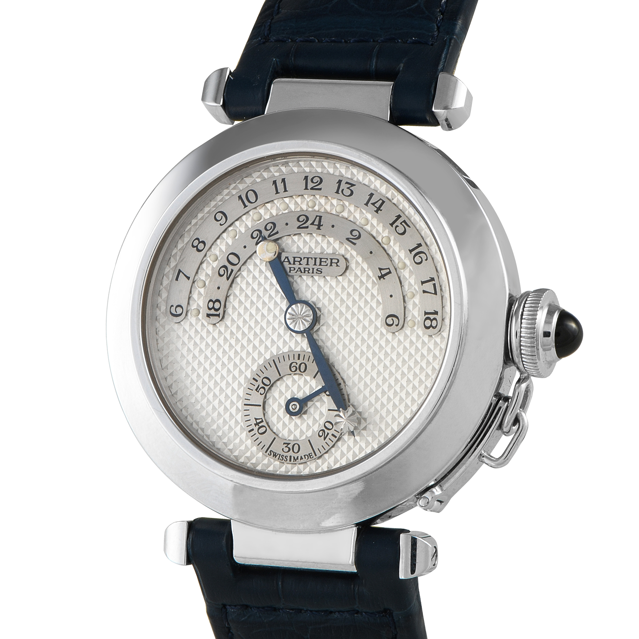 Cartier Pasha Jour et Nuit Heure White Gold Watch 2417 - Image 2