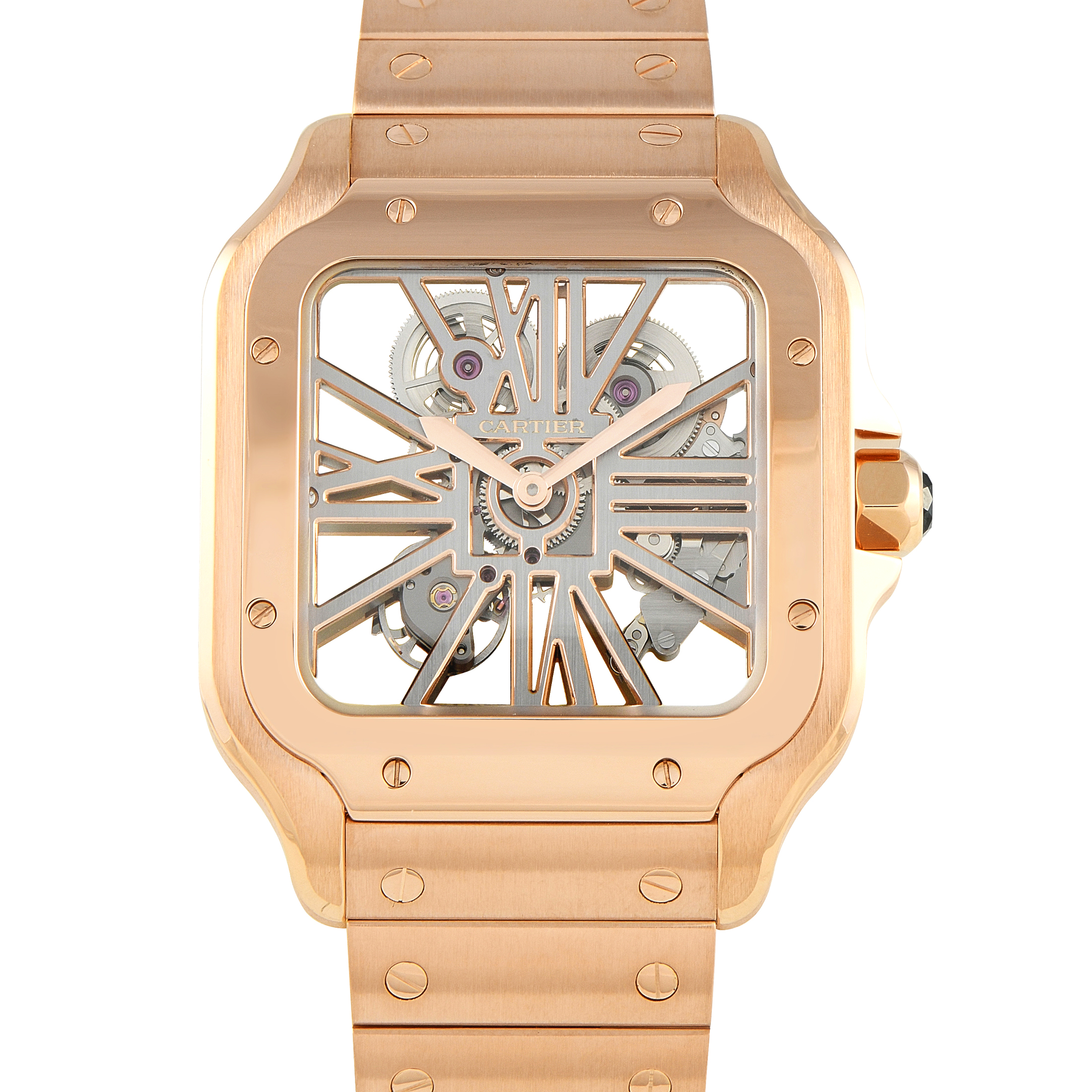 Cartier Santos Skeleton Rose Gold Watch WHSA0016