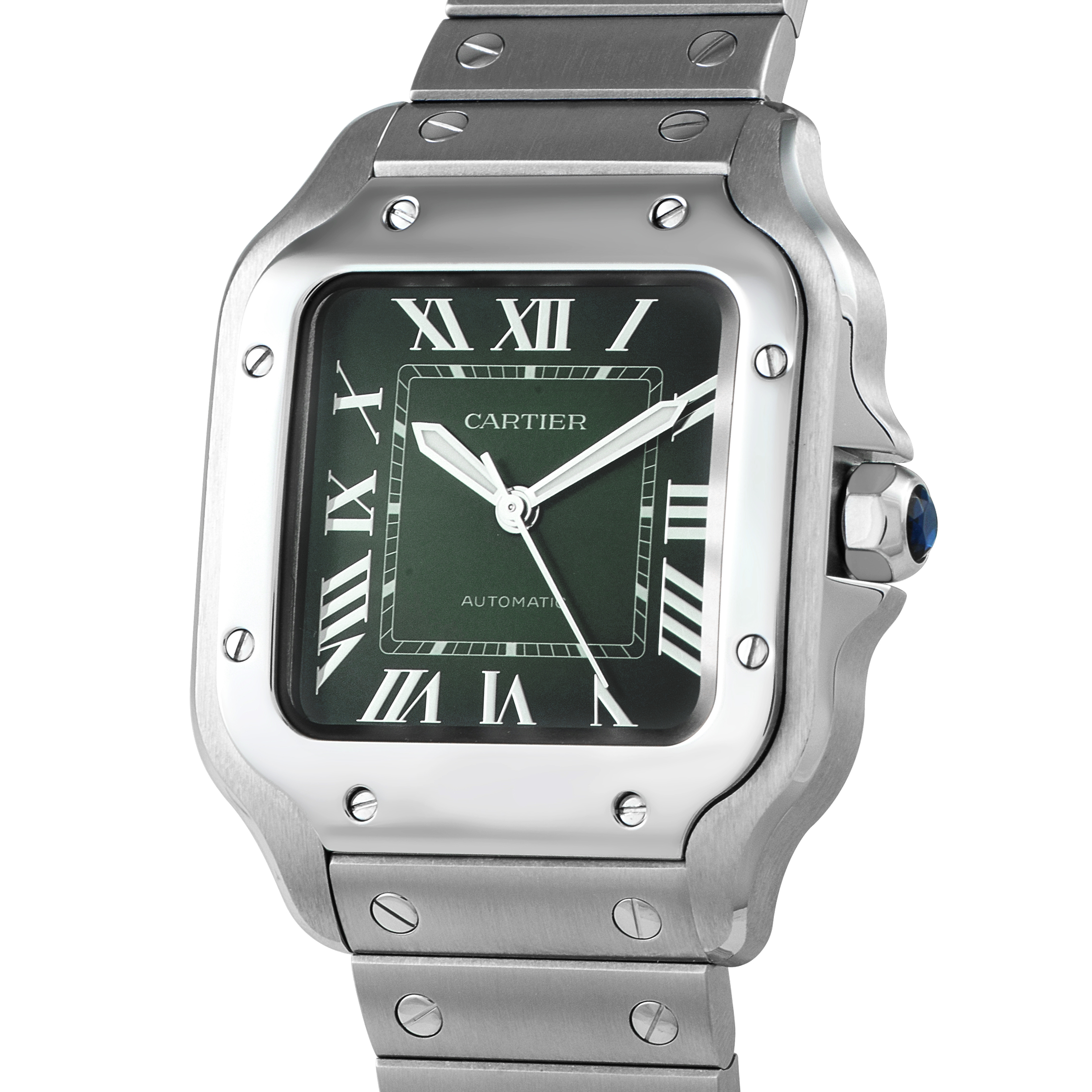Cartier Santos Green Dial Medium Model Steel Watch WSSA0061 - Image 2