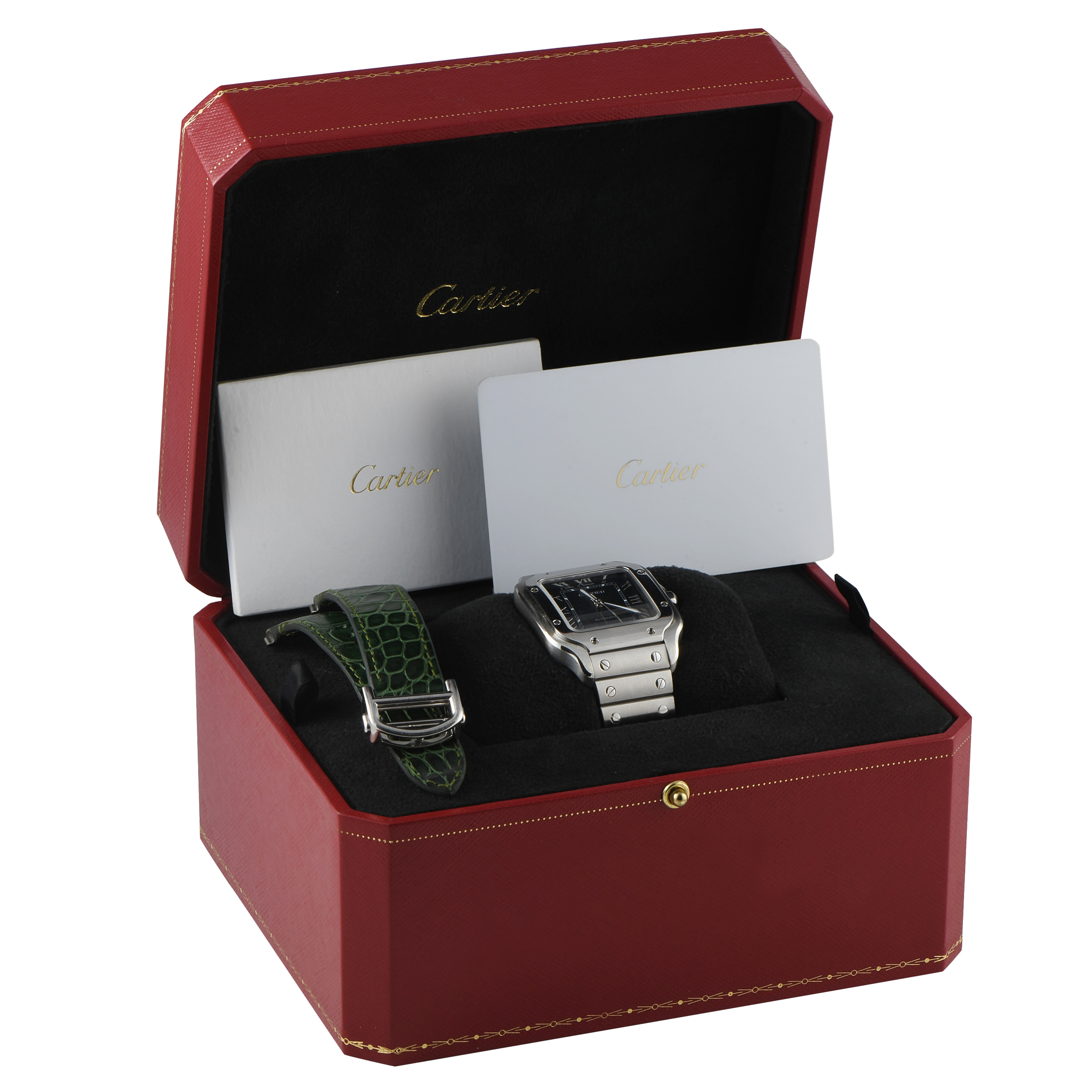 Cartier Santos Green Dial Medium Model Steel Watch WSSA0061 - Image 5