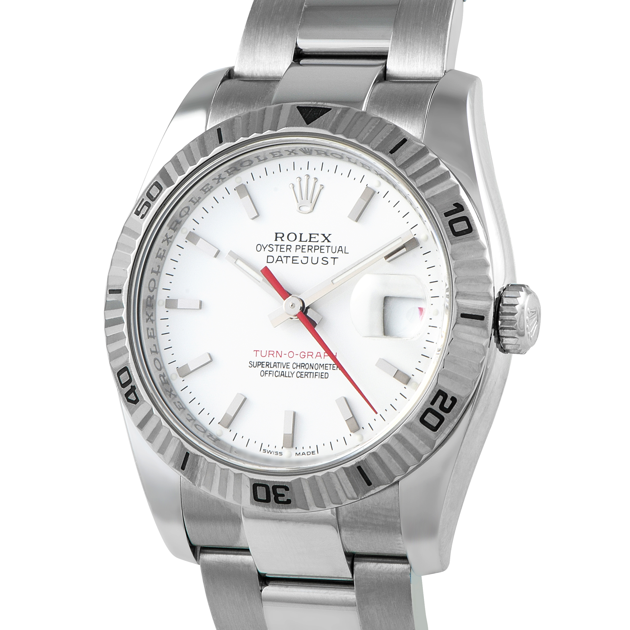 Rolex Datejust Turn-O-Graph White Dial Steel Oyster Watch 116264 - Image 2