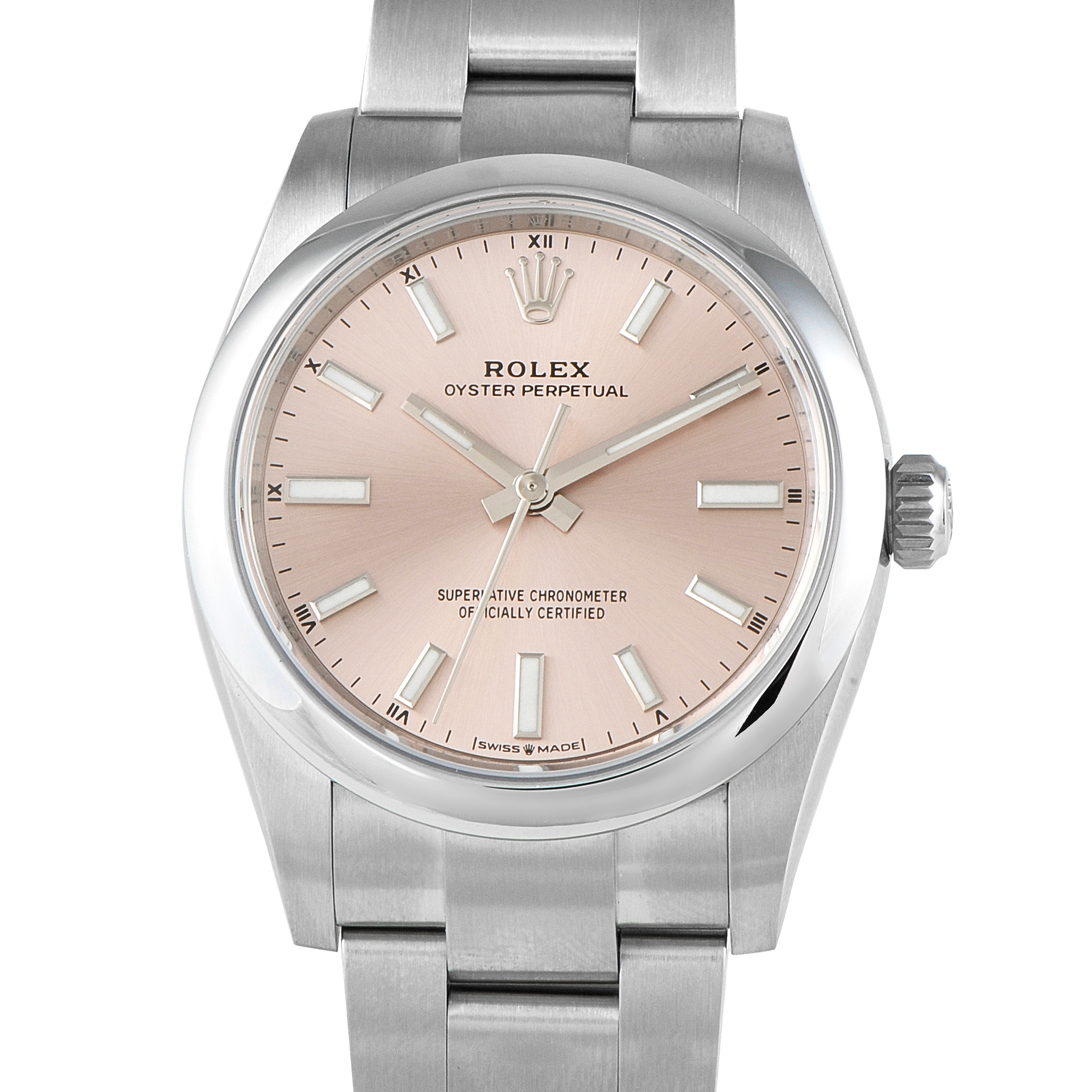 Rolex Oyster Perpetual 34 Pink Dial Steel Watch 124200
