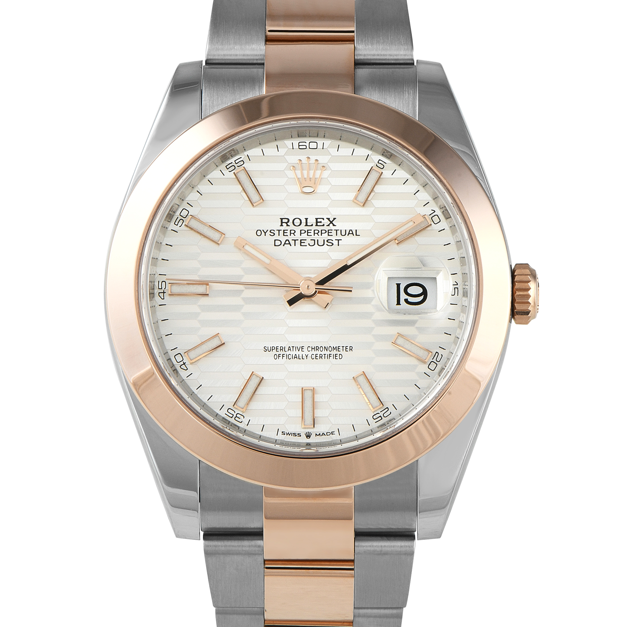 Rolex Datejust 41 Fluted Silver Dial Steel and Everose Gold Oyster Watch 126301