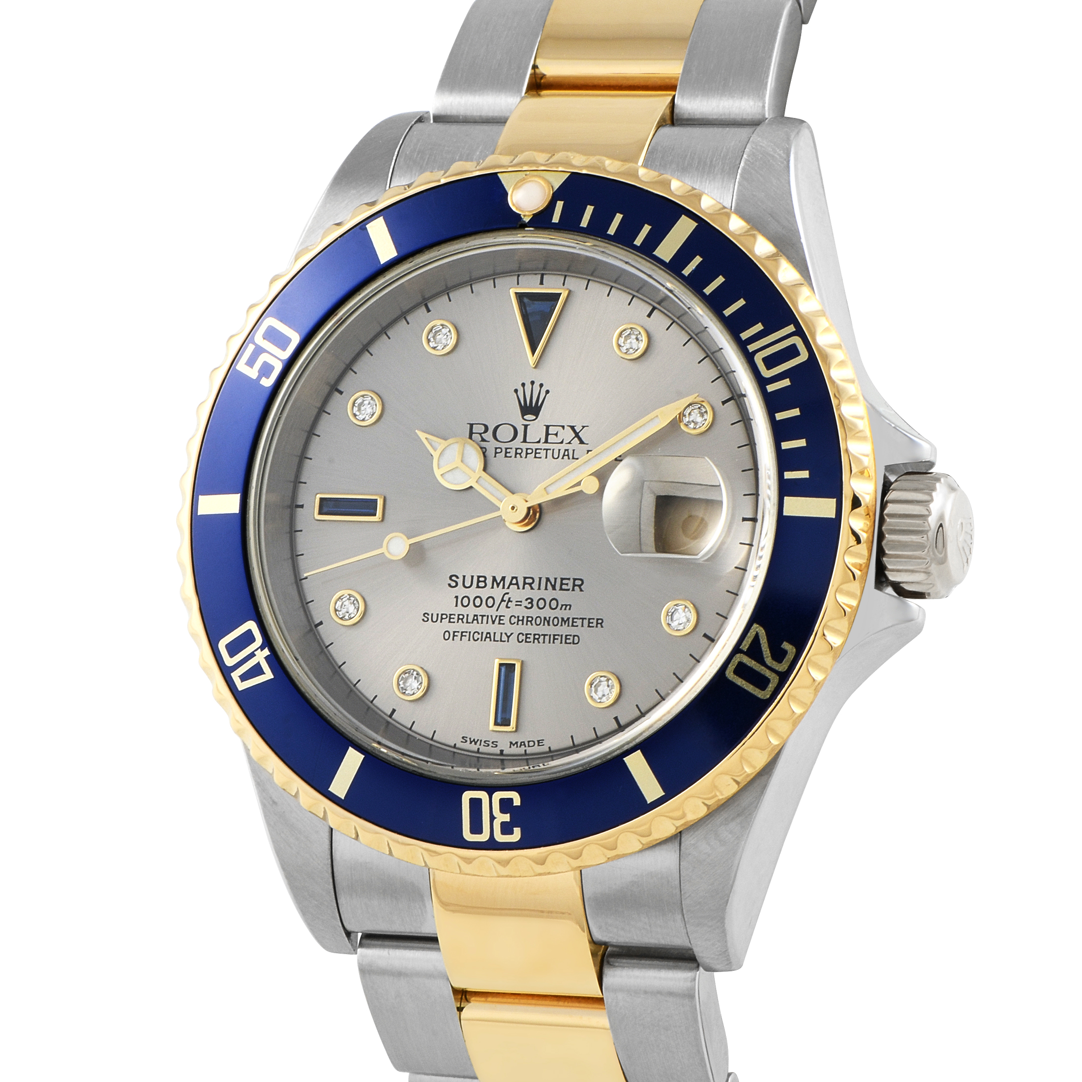 Rolex Submariner Date Silver Serti Dial Two-Tone Watch Watch 16613LB - Image 2