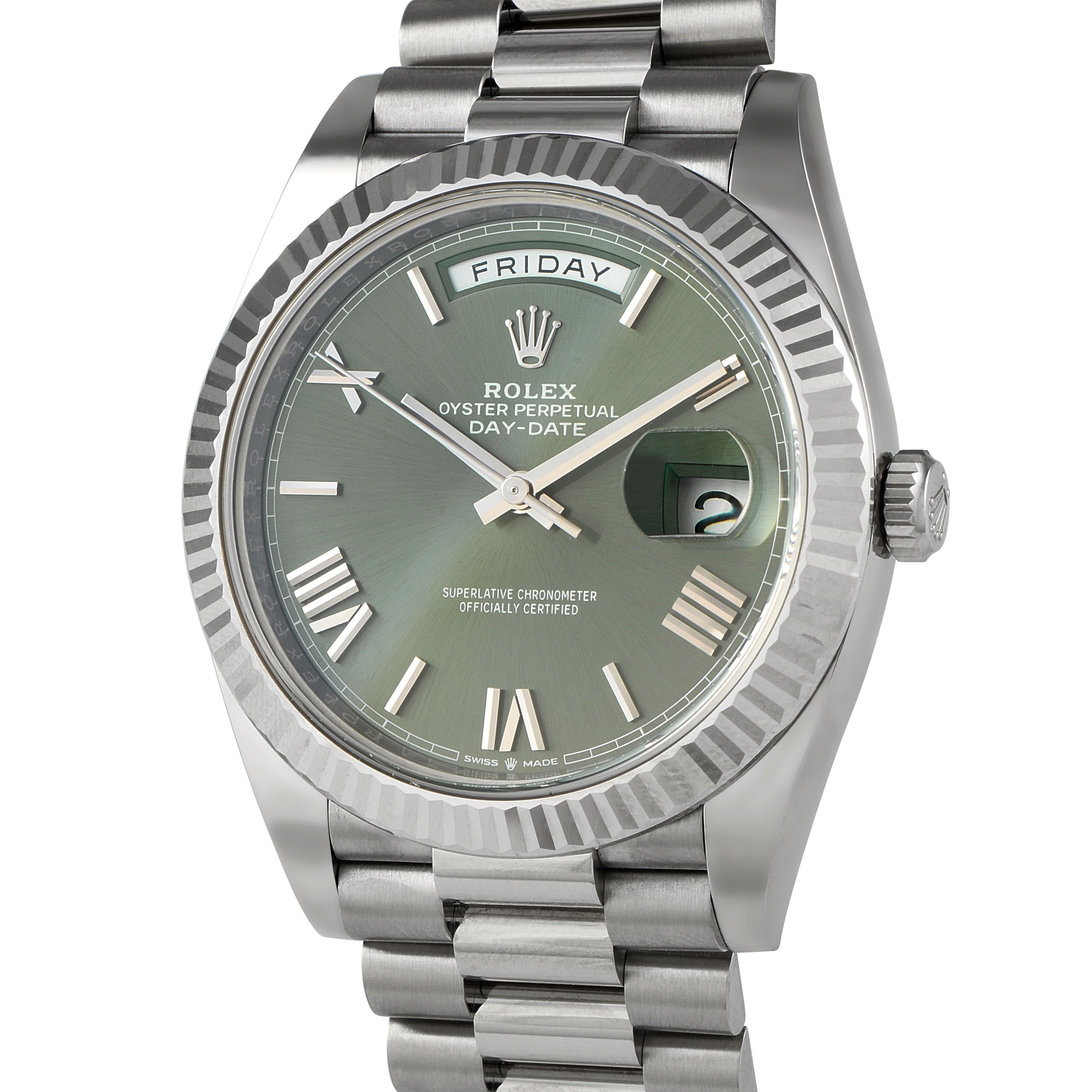 Rolex Day-Date 40 Olive Green Arabic Dial White Gold President Watch 228239 - Image 2