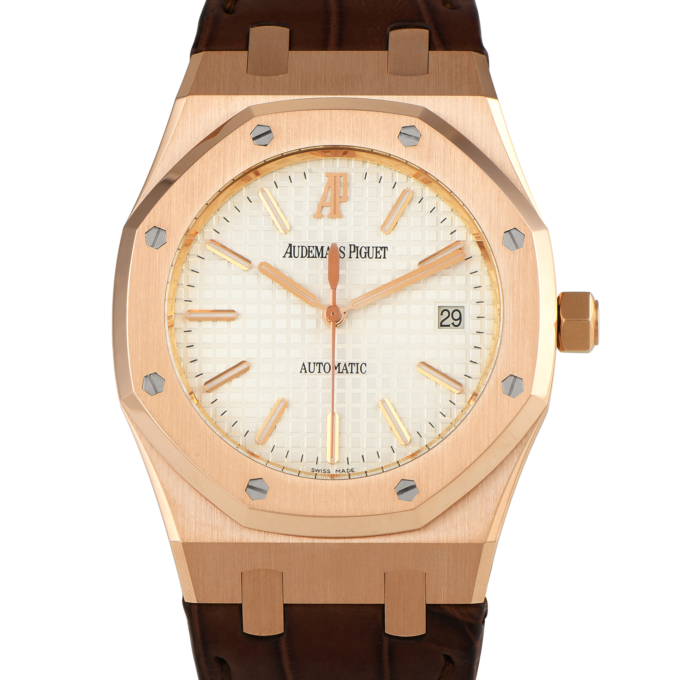 Audemars Piguet Royal Oak White Dial Rose Gold Watch 15300or