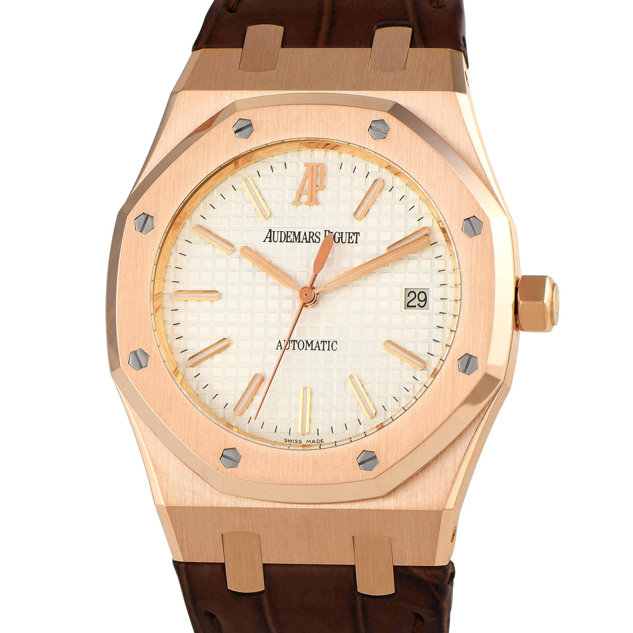 Audemars Piguet Royal Oak White Dial Rose Gold Watch 15300or - Image 2