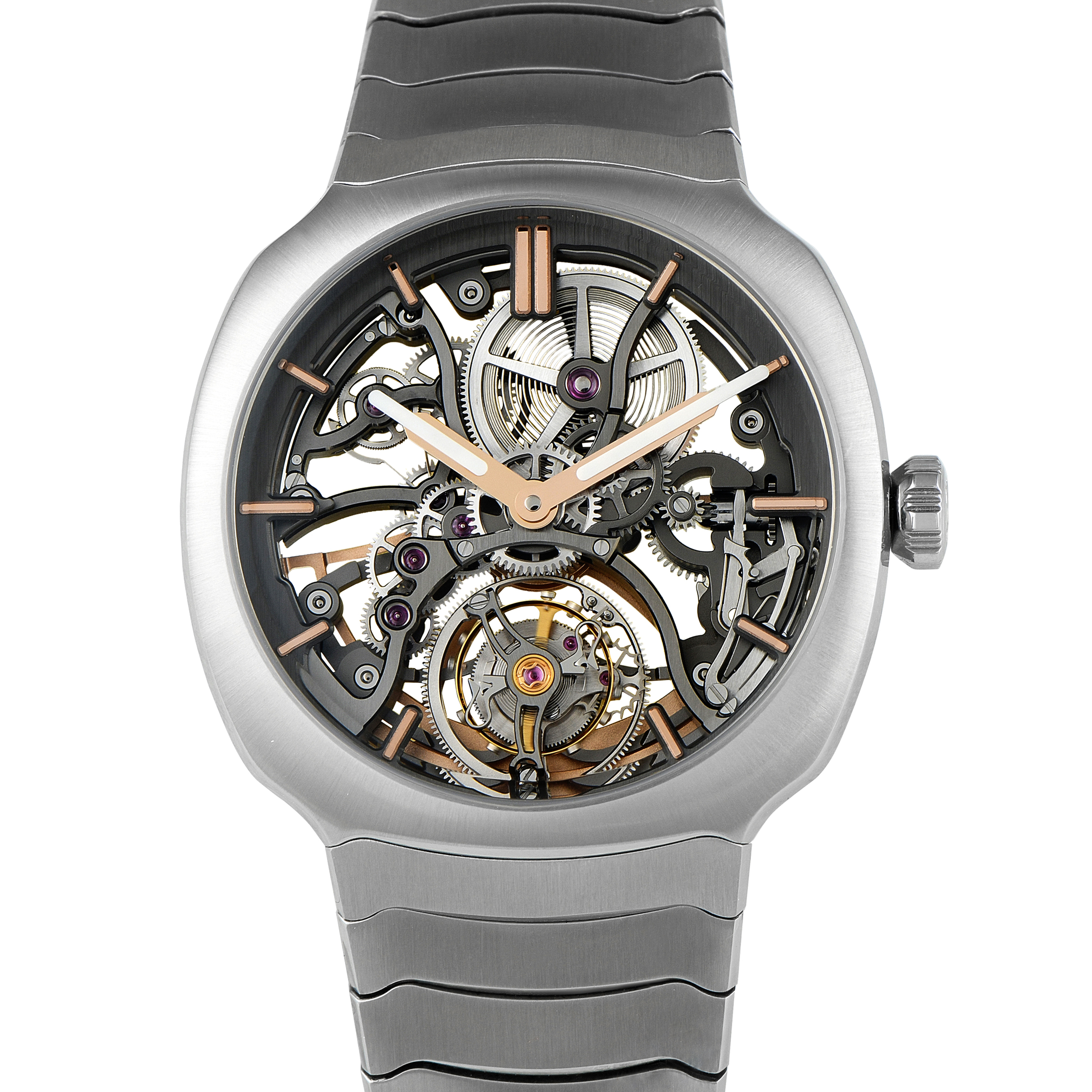 H. Moser & Cie Streamliner Tourbillon Skeleton Steel Watch 6814-1200