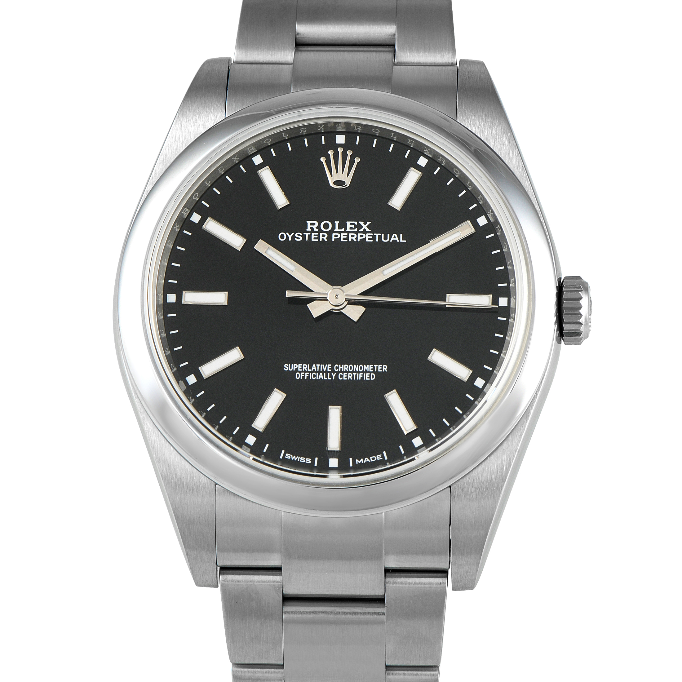 Rolex Oyster Perpetual 39 Black Dial Steel Watch 114300