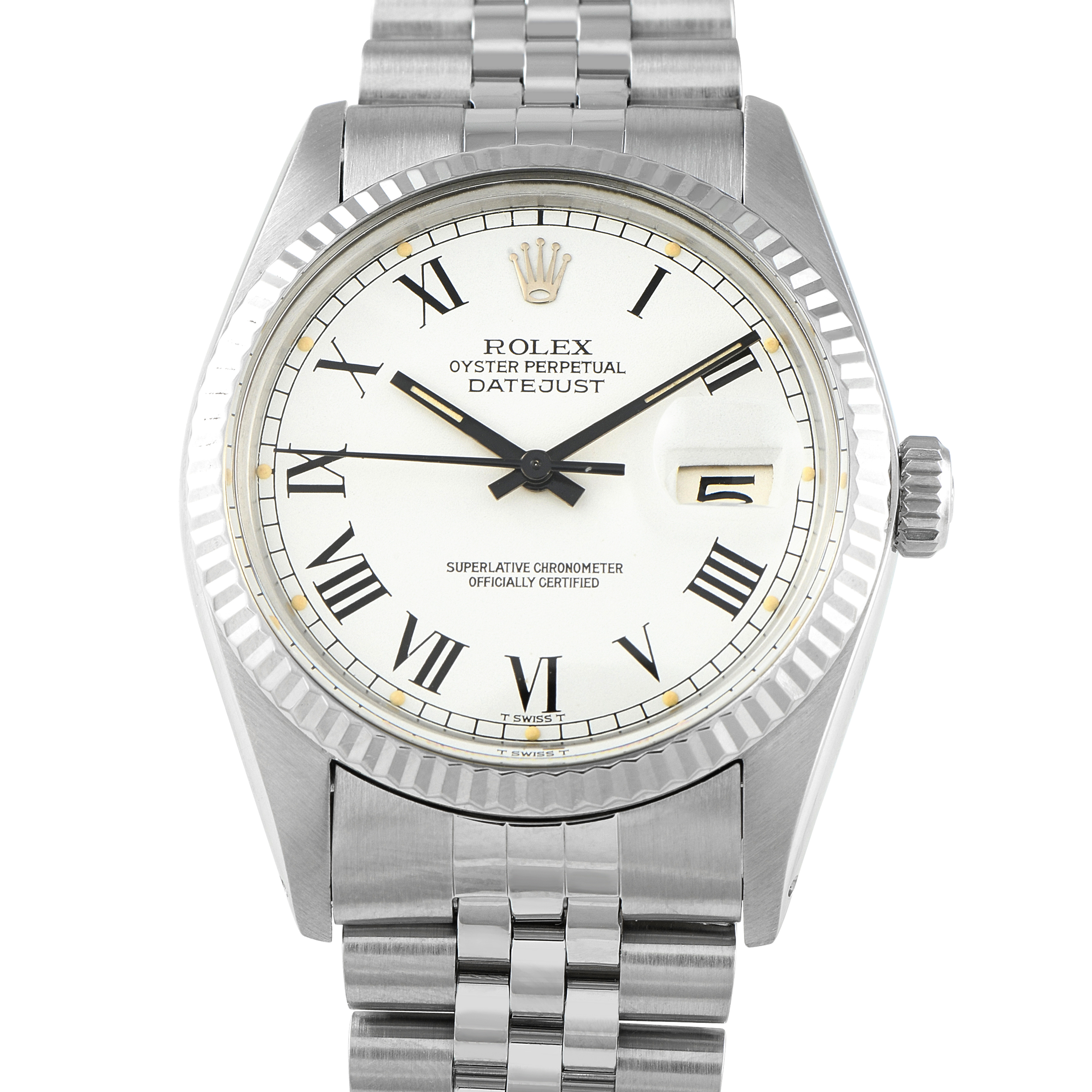 Rolex Datejust 36 Whtie Roman Dial Steel Jubilee Watch 16014