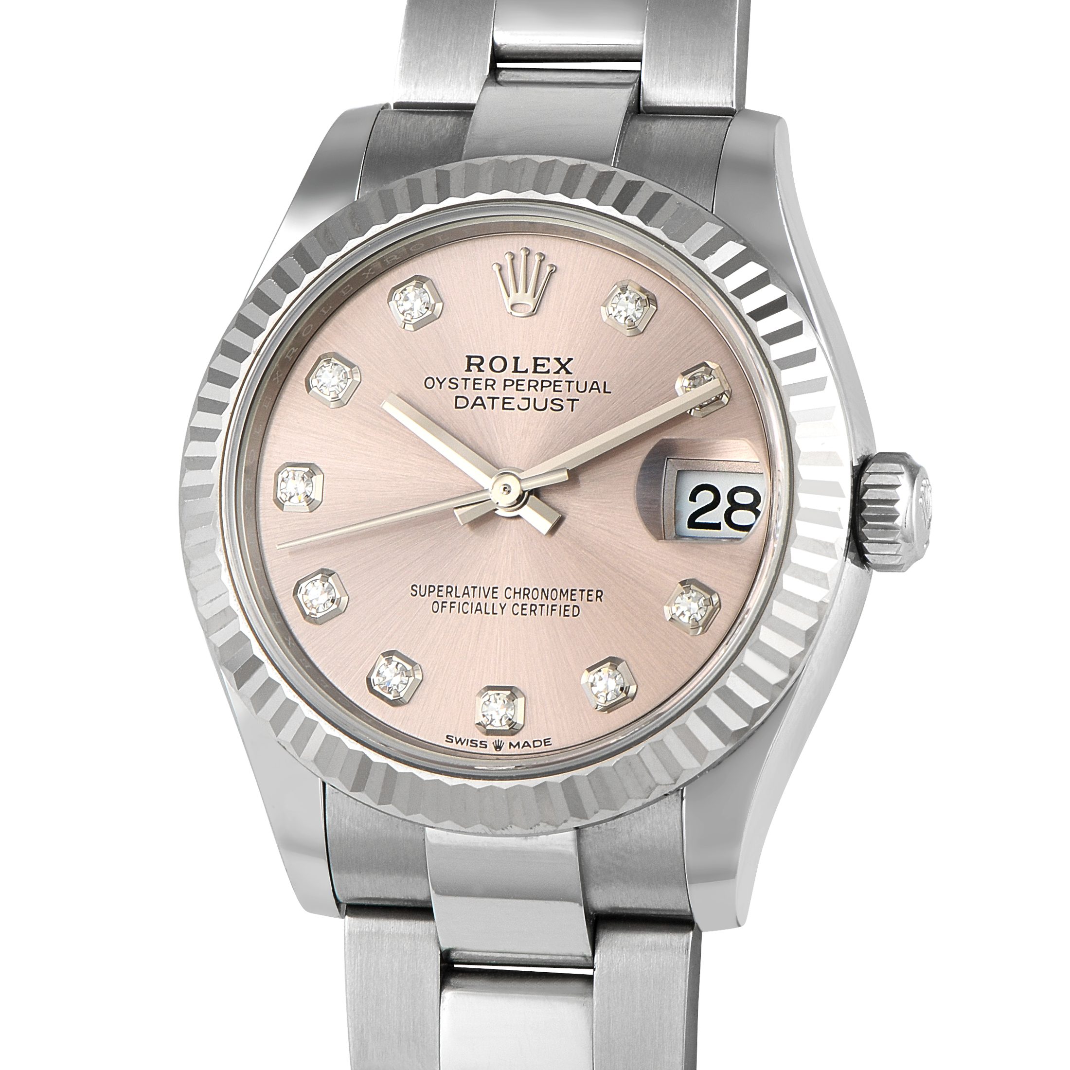 Rolex Datejust 31 Diamond-Set Pink Dial Oystersteel and White Gold Oyster Watch M278274 - Image 2