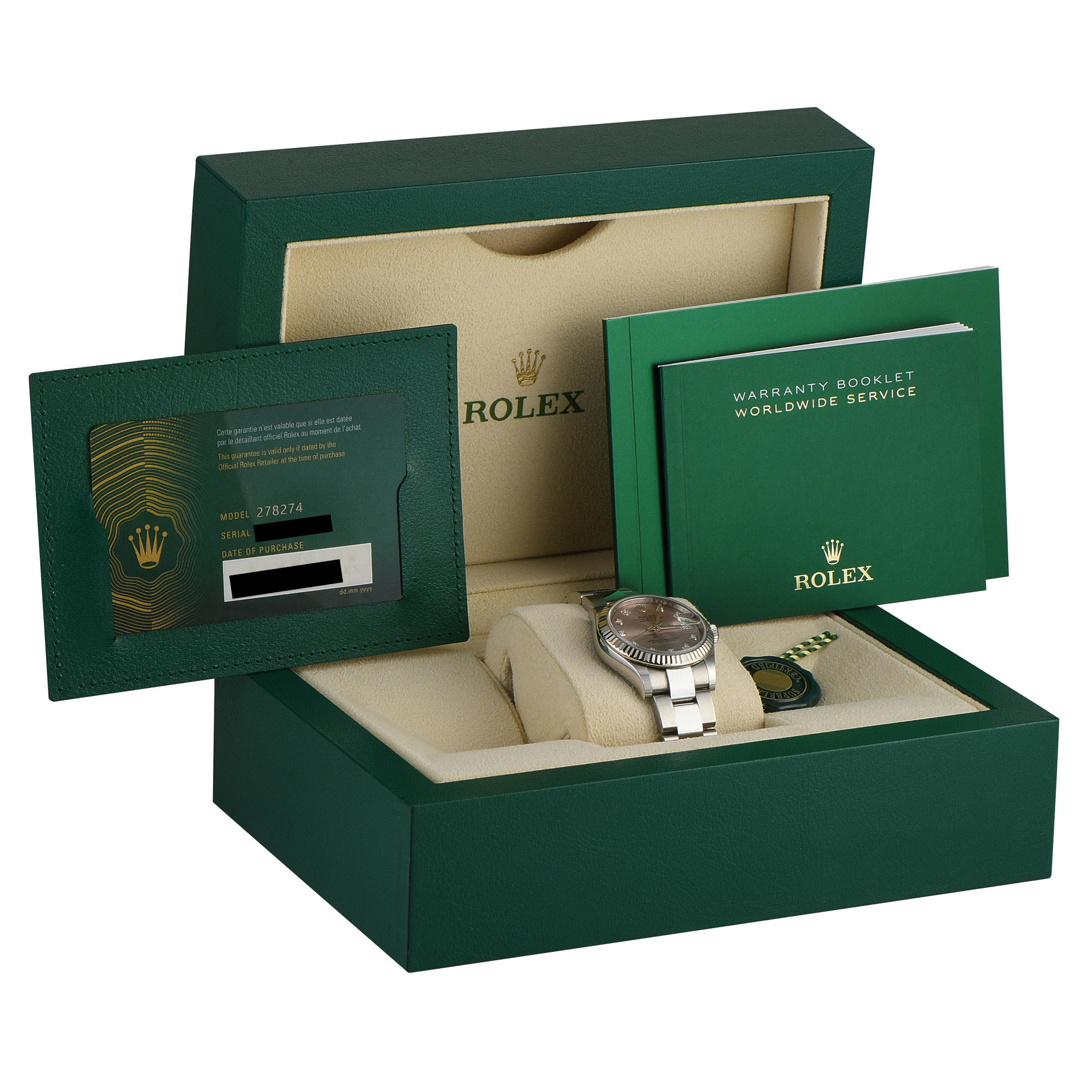 Rolex Datejust 31 Diamond-Set Pink Dial Oystersteel and White Gold Oyster Watch M278274 - Image 5