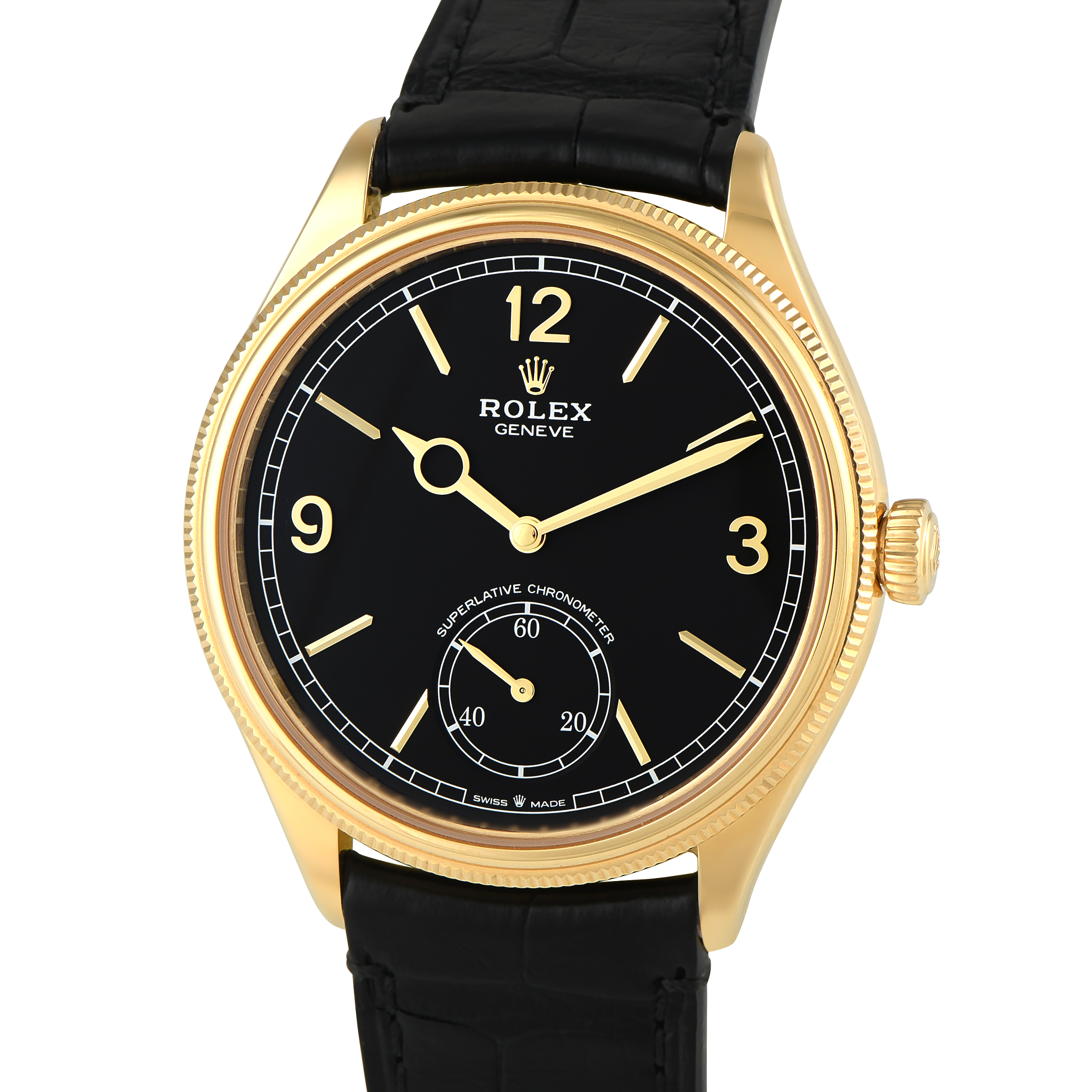 Rolex 1908 Black Dial Yellow Gold Watch 52508 - Image 2