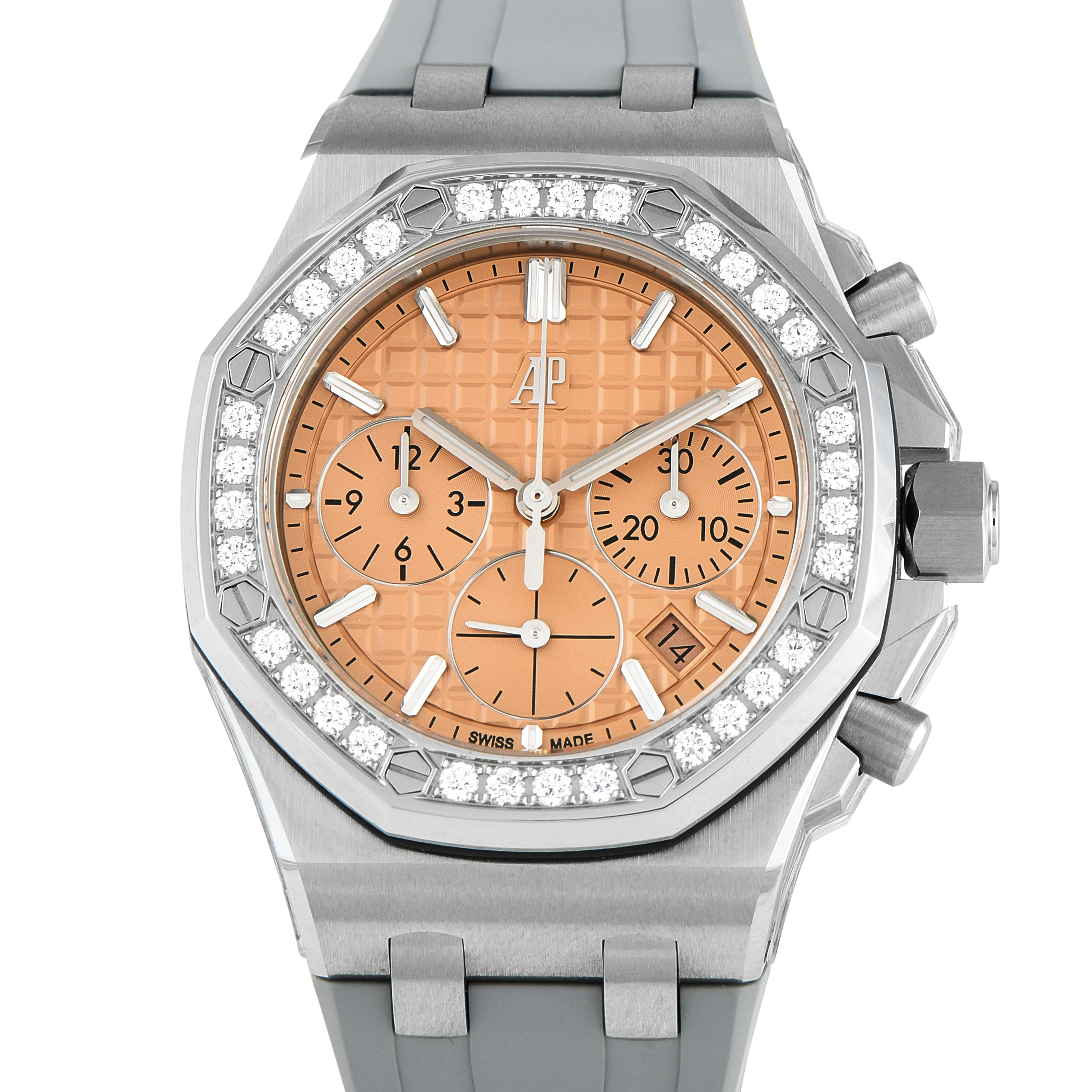 Audemars Piguet Royal Oak Offshore Salmon Dial Diamond Bezel Watch 26231ST.ZZ.A178CA.01