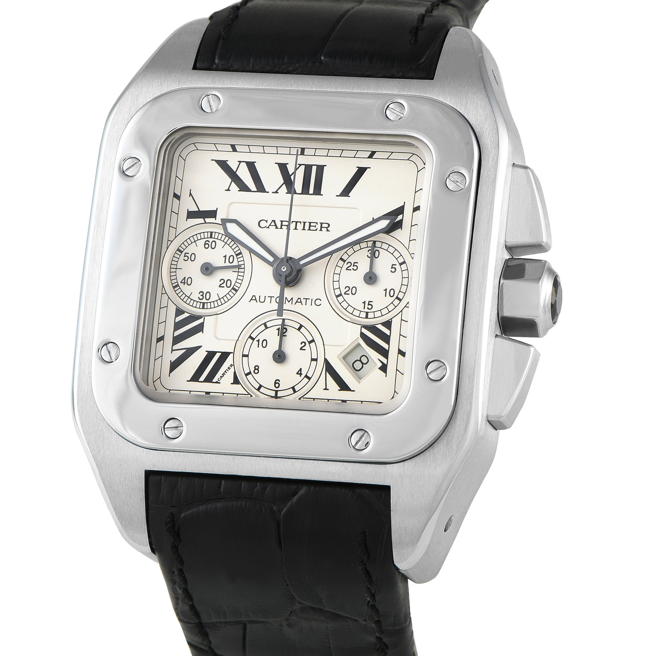 Cartier Santos 100 Xl Chronograph Steel Watch 2740 - Image 2