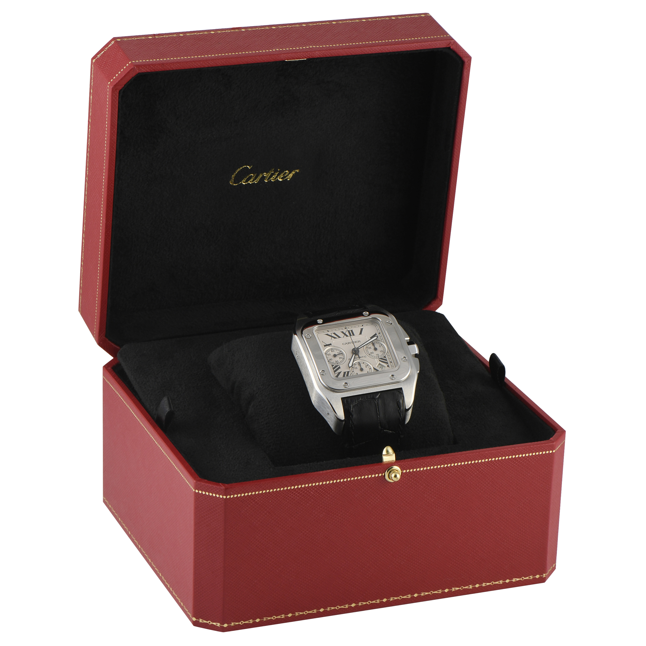 Cartier Santos 100 Xl Chronograph Steel Watch 2740 - Image 5