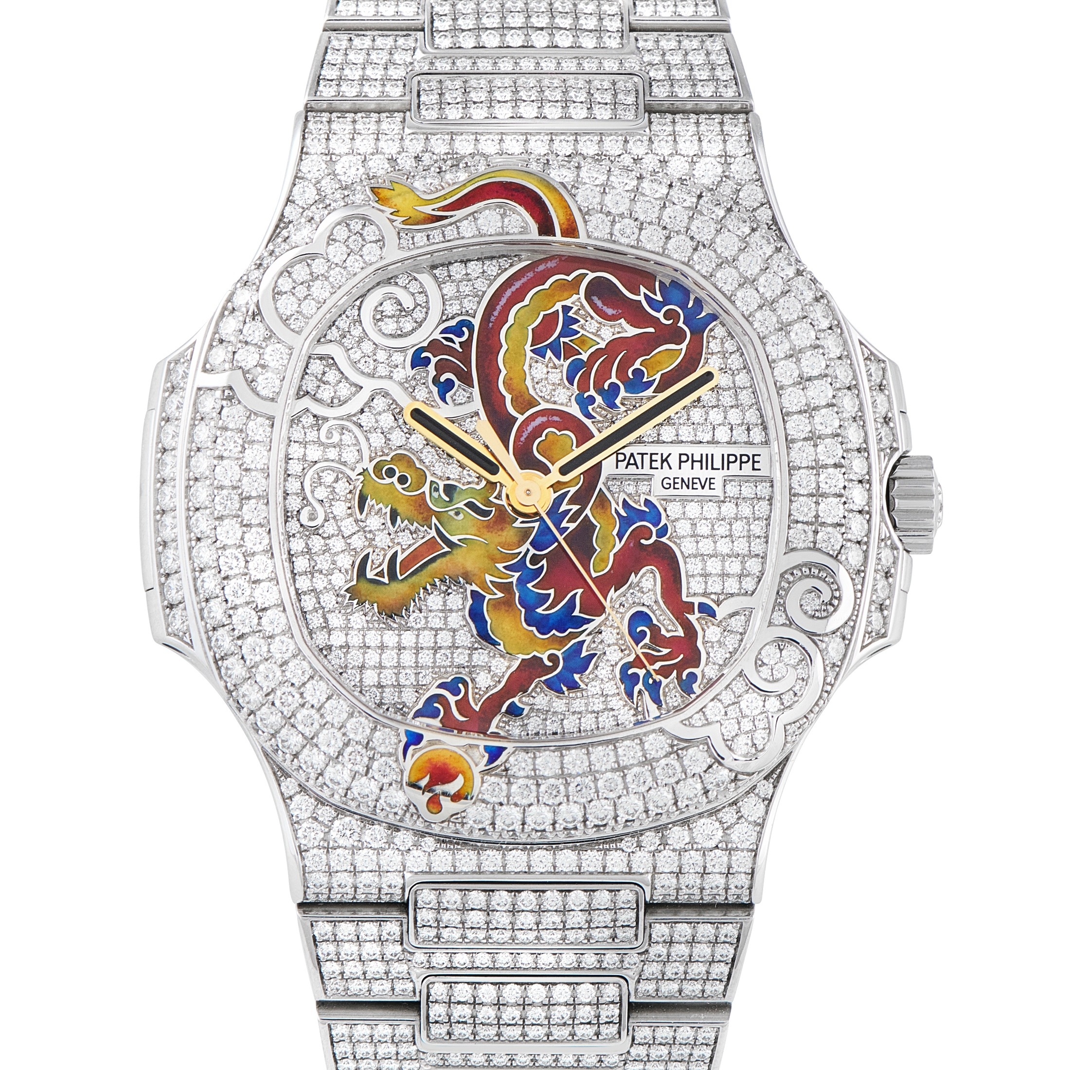 Patek Philippe Nautilus Shanghai Full Diamond and Enamel White Gold Watch 5720/1G-001 Dragon