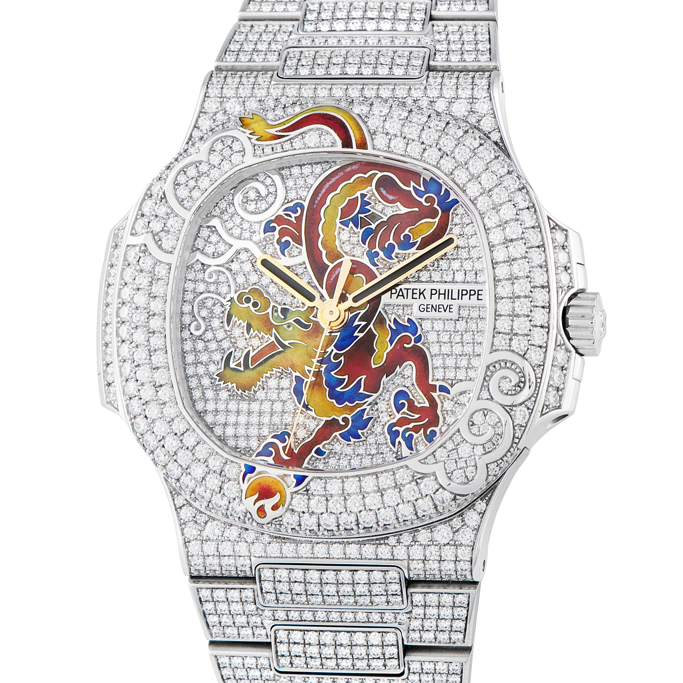 Patek Philippe Nautilus Shanghai Full Diamond and Enamel White Gold Watch 5720/1G-001 Dragon - Image 2