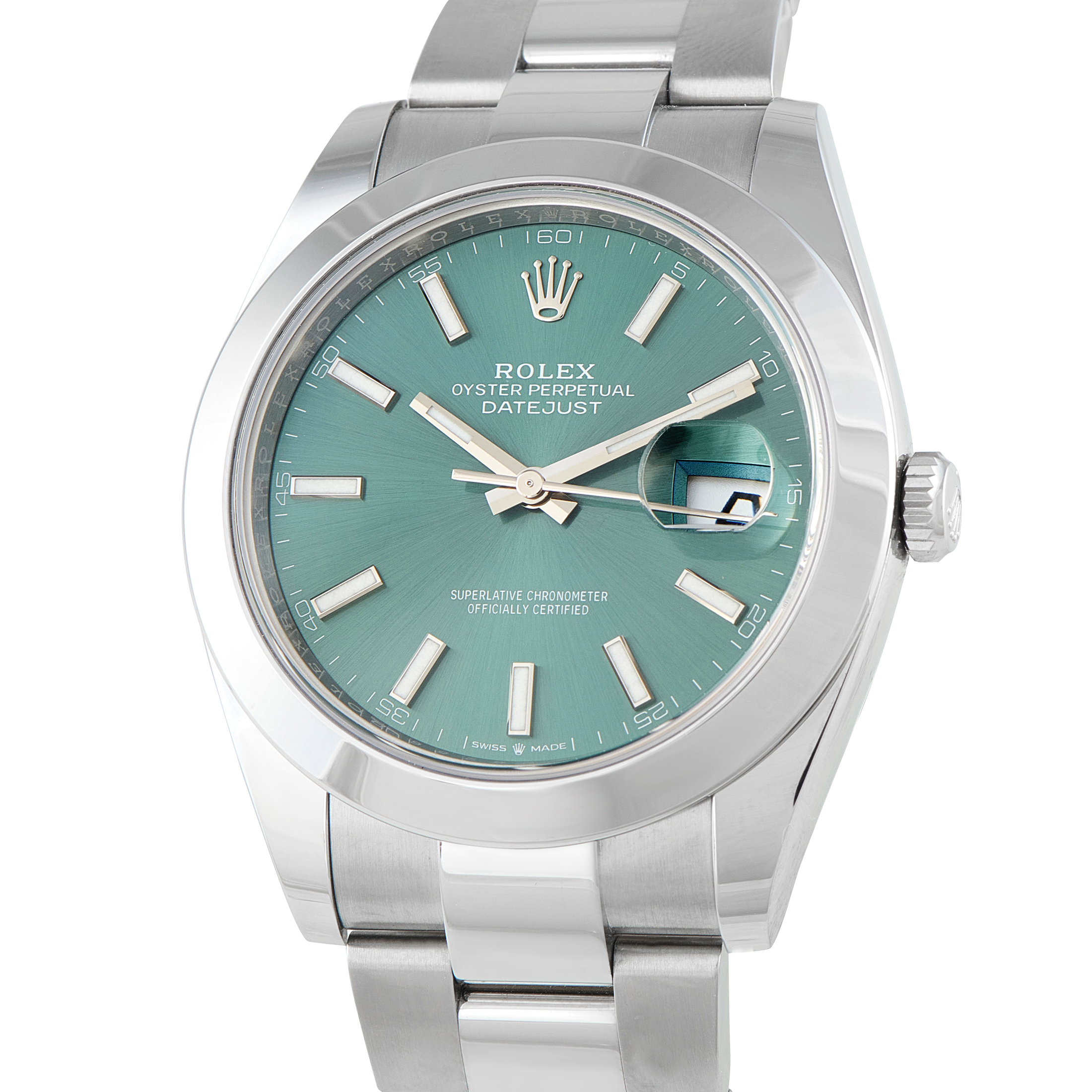 Rolex Datejust 41 Mint Green Dial Steel Oyster Watch 126300 - Image 2
