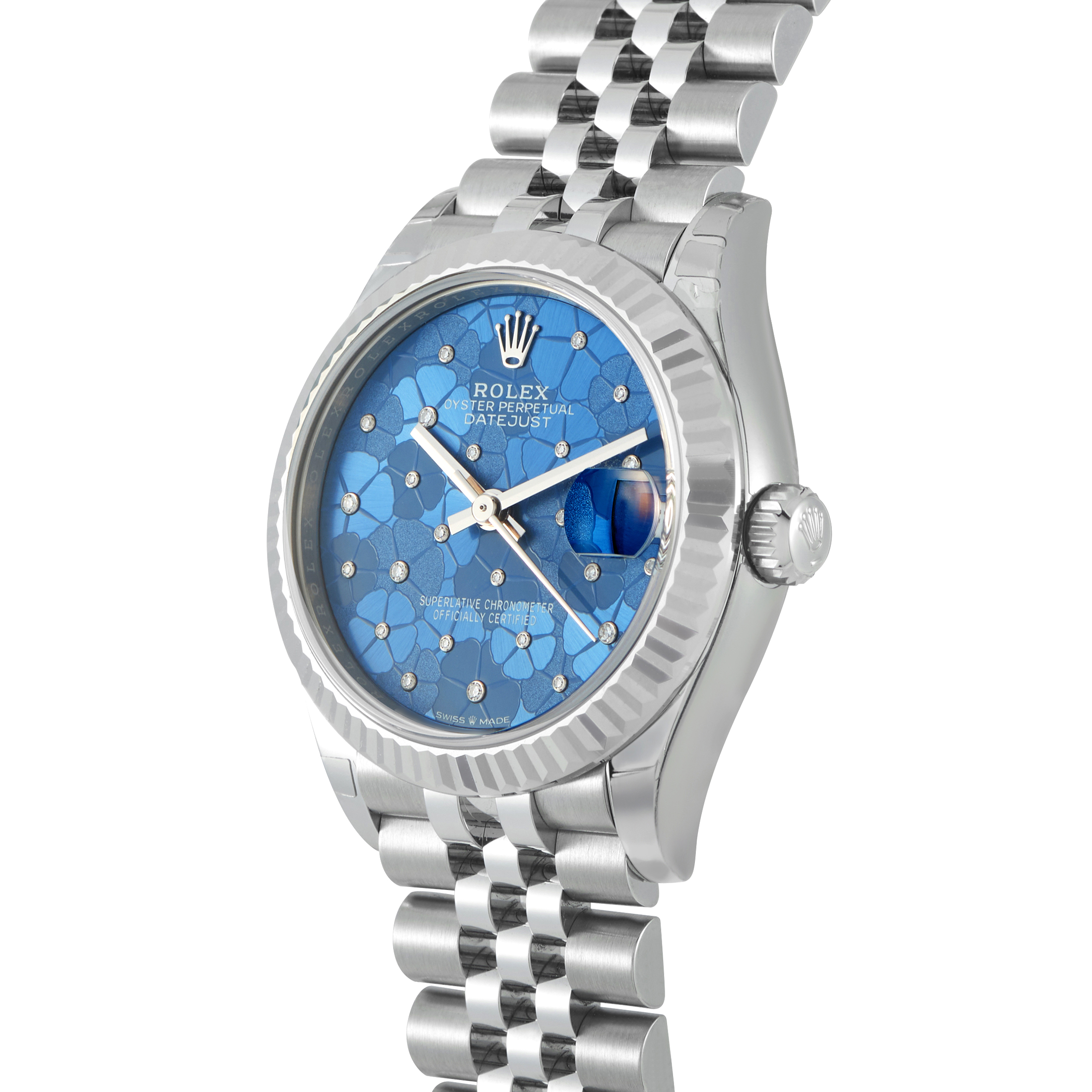 Rolex Datejust 31 Diamond-Set Blue Floral Dial Steel and White Gold Jubilee Watch 278274 - Image 2