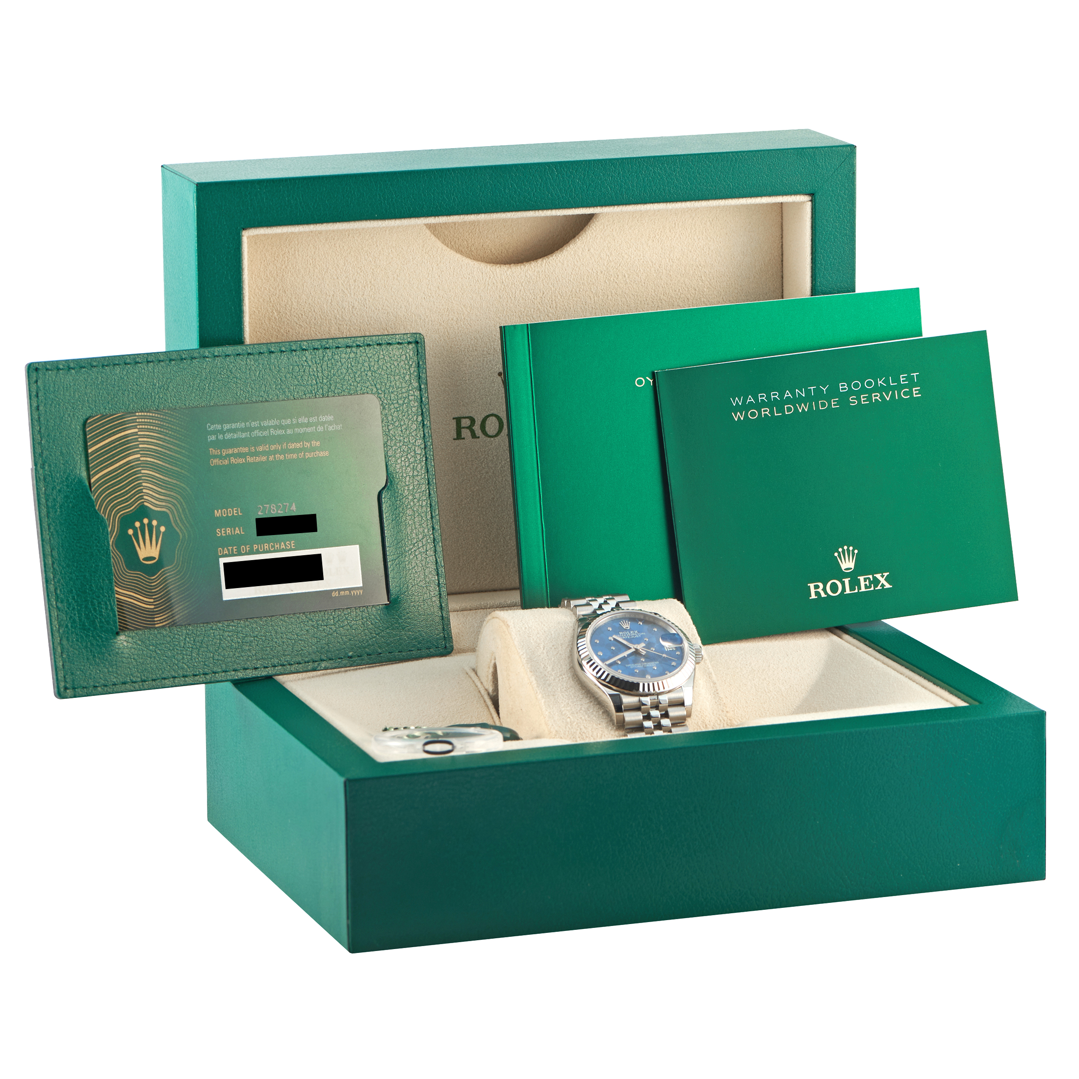 Rolex Datejust 31 Diamond-Set Blue Floral Dial Steel and White Gold Jubilee Watch 278274 - Image 5