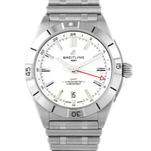 Pre-owned Breitling Chronomat 40 Automatic GMT steel white dial rouleaux bracelet