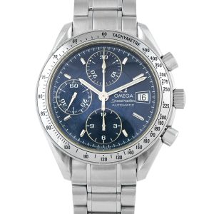 Pre-owned Omega Speedmaster Date automatic chronograph 39mm blue dial, ref. 3513.82.00