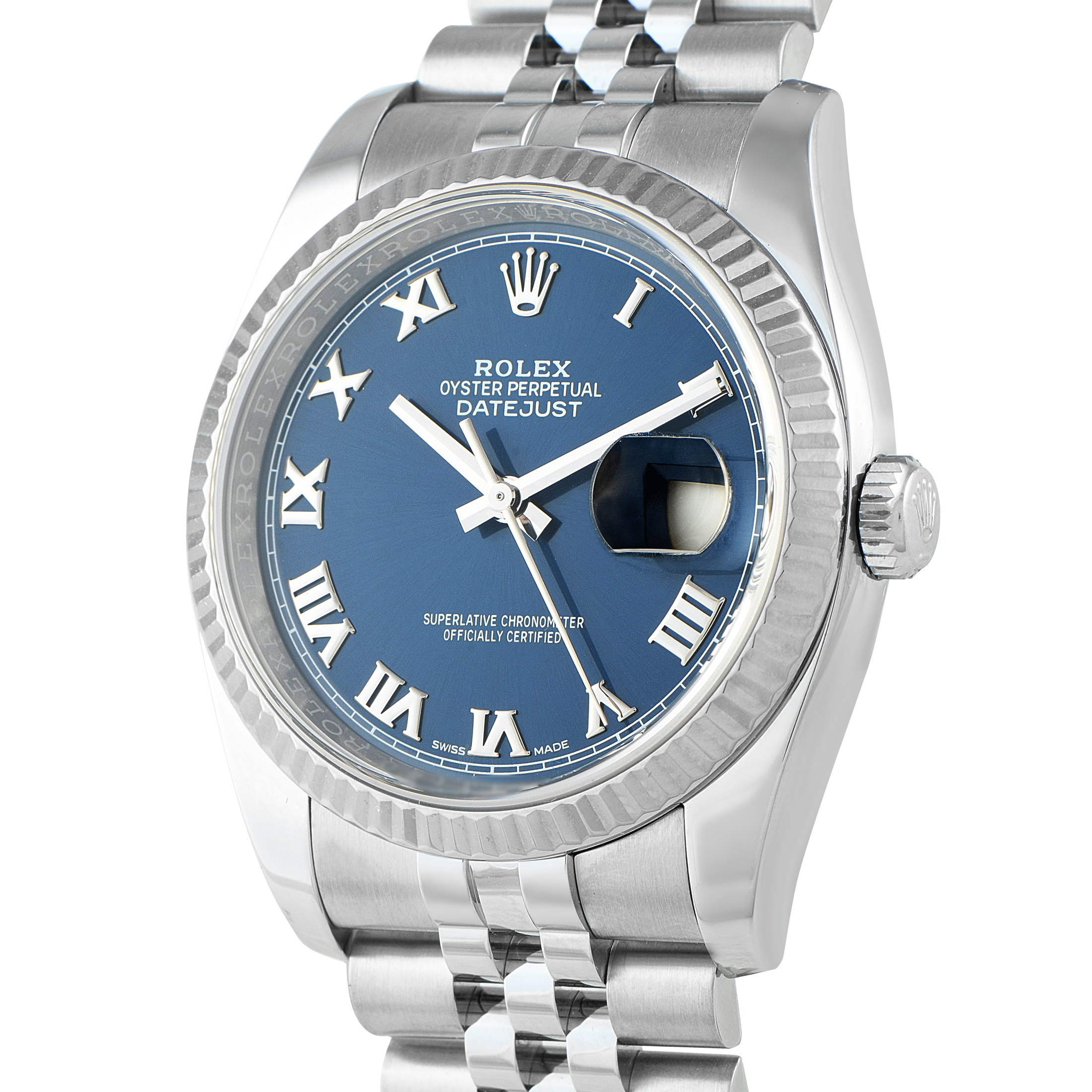 Rolex Datejust 36 Blue Roman Dial Steel and White Gold Jubilee Watch 116234 - Image 2