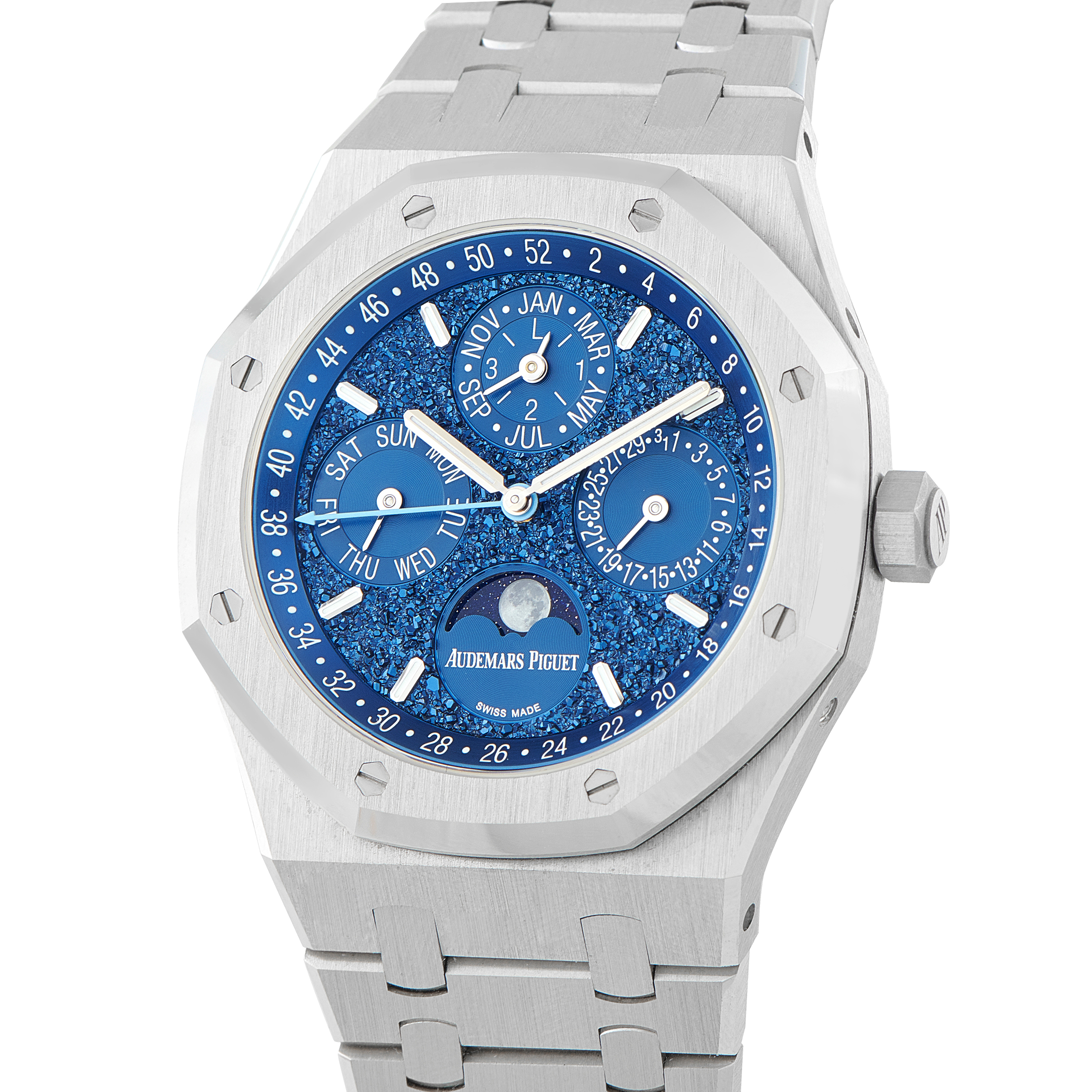 Audemars Piguet Royal Oak John Mayer Perpetual Calendar Crystal Sky Dial White Gold Watch 26574BC.OO.1220BC.02 - Image 2