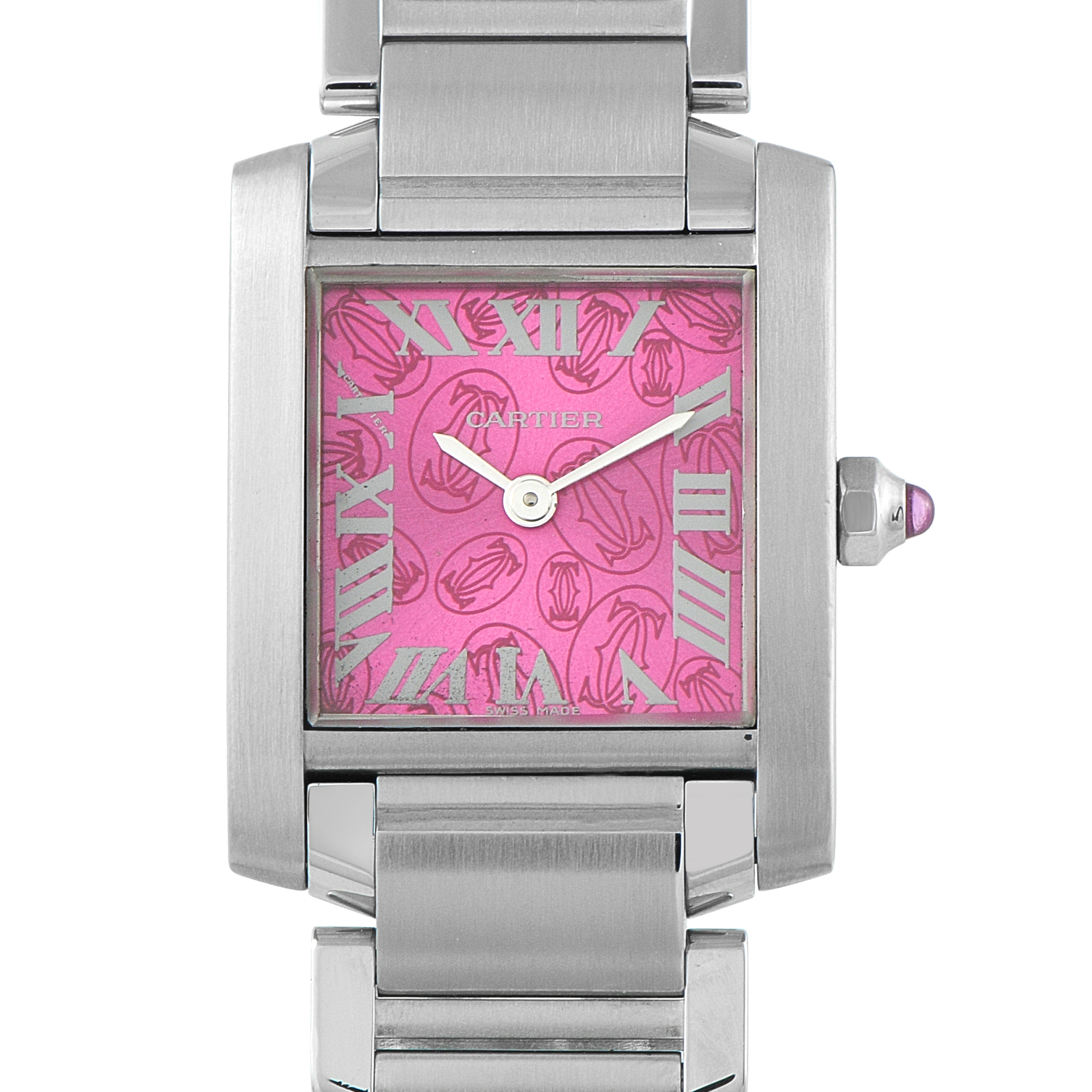 Cartier Tank Française Raspberry Dial | Luxury Bazaar
