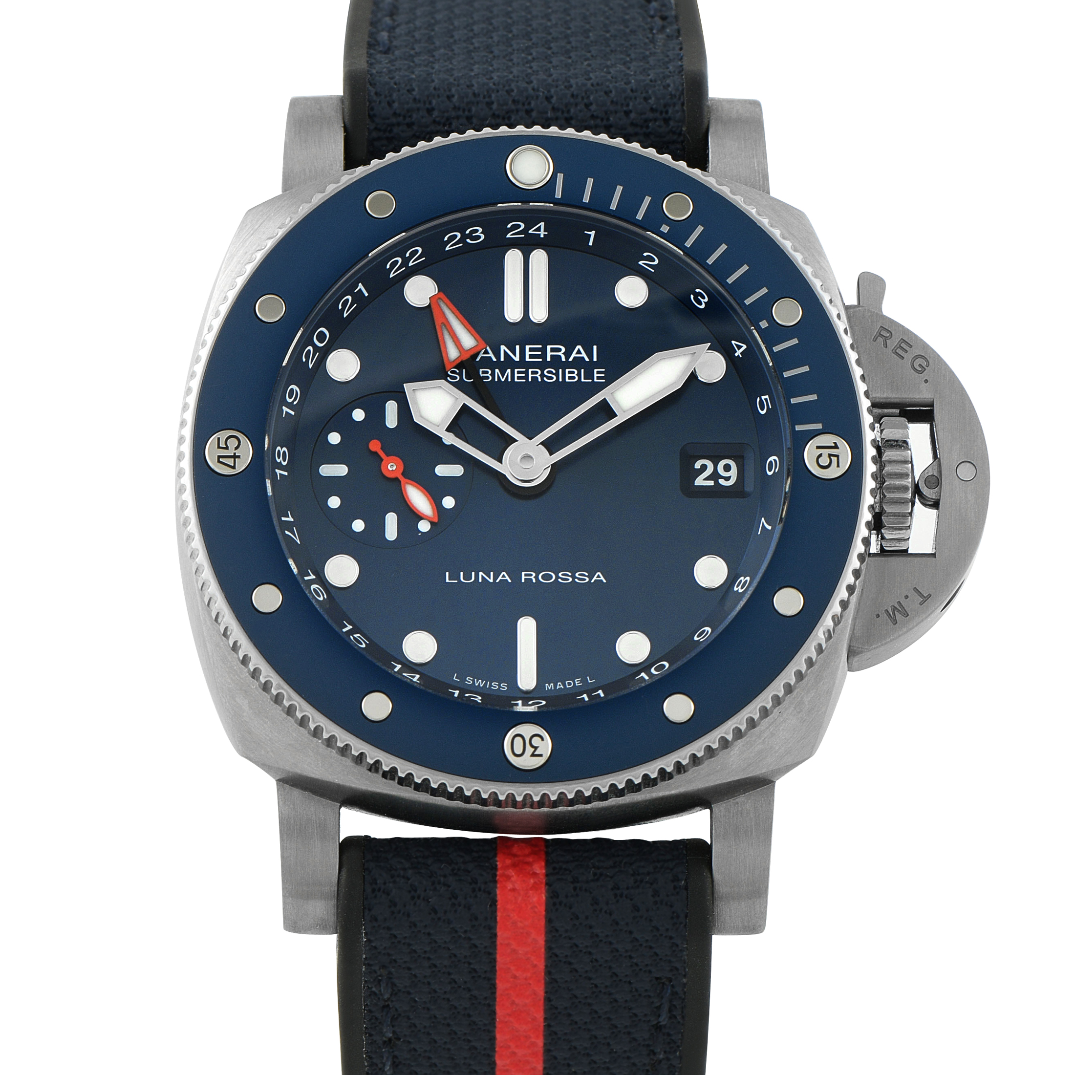 Officine Panerai Submersible GMT Luna Rosso Titanio Watch PAM01507