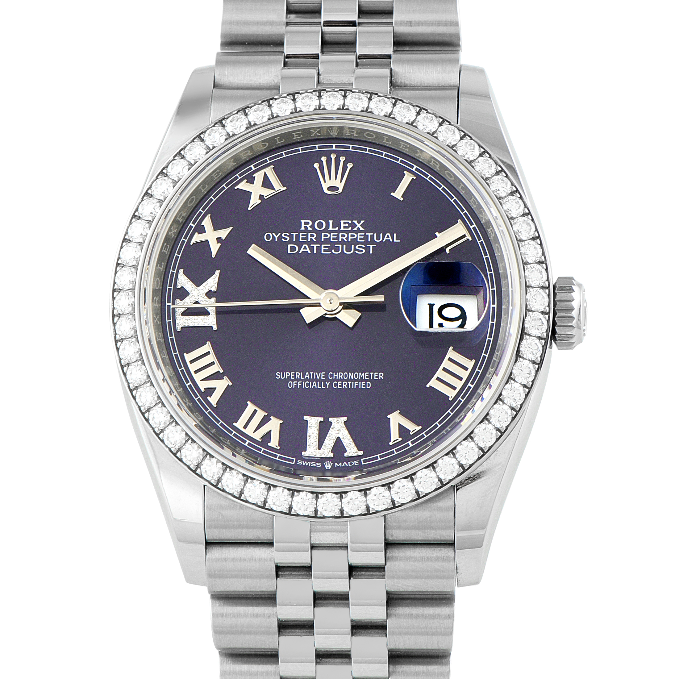Rolex Datejust 36 Aubergine Dial Steel and White Gold Jubilee Watch 126284RBR