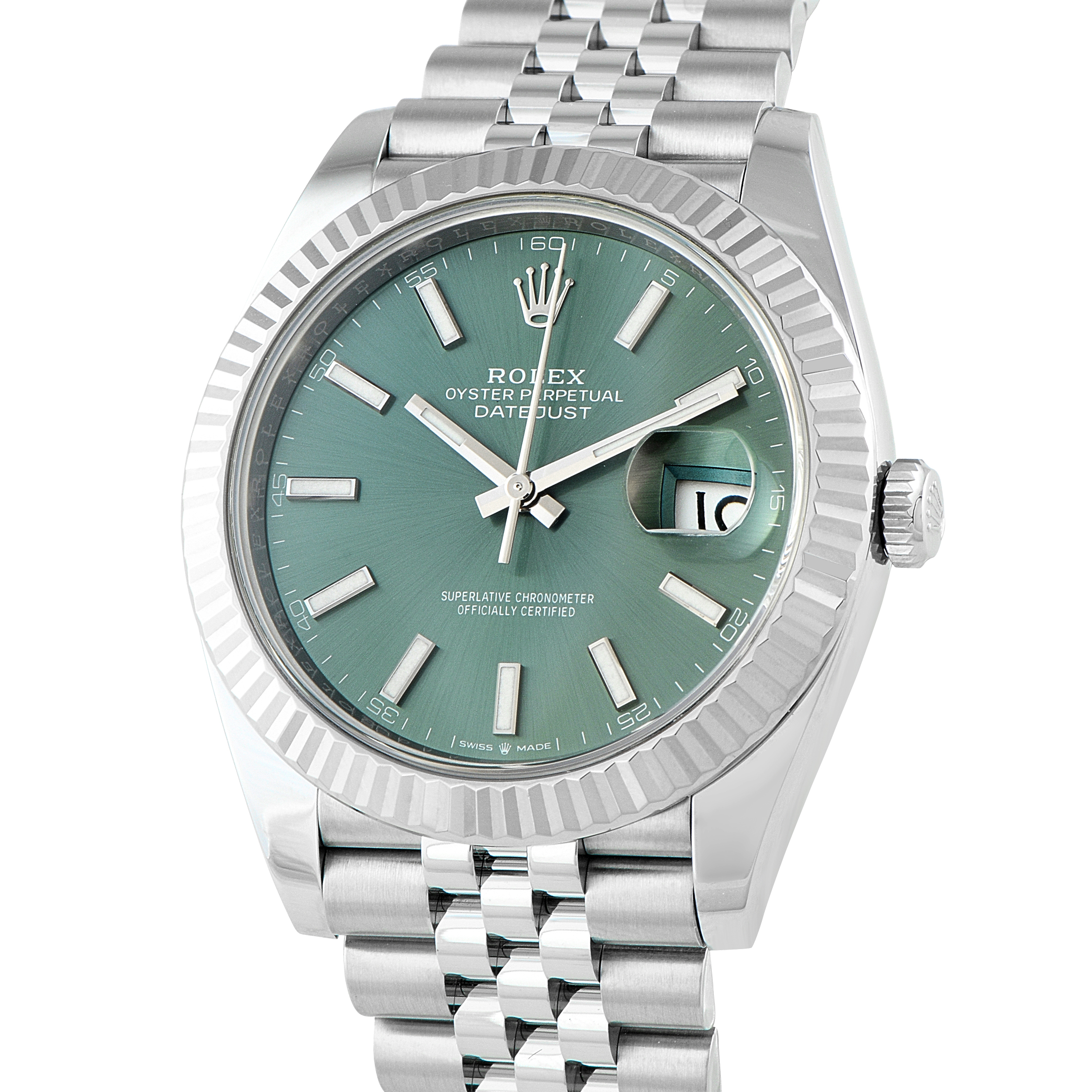 Rolex Datejust 41 Green Dial Steel and White Gold Jubilee Watch 126334-0028 - Image 2