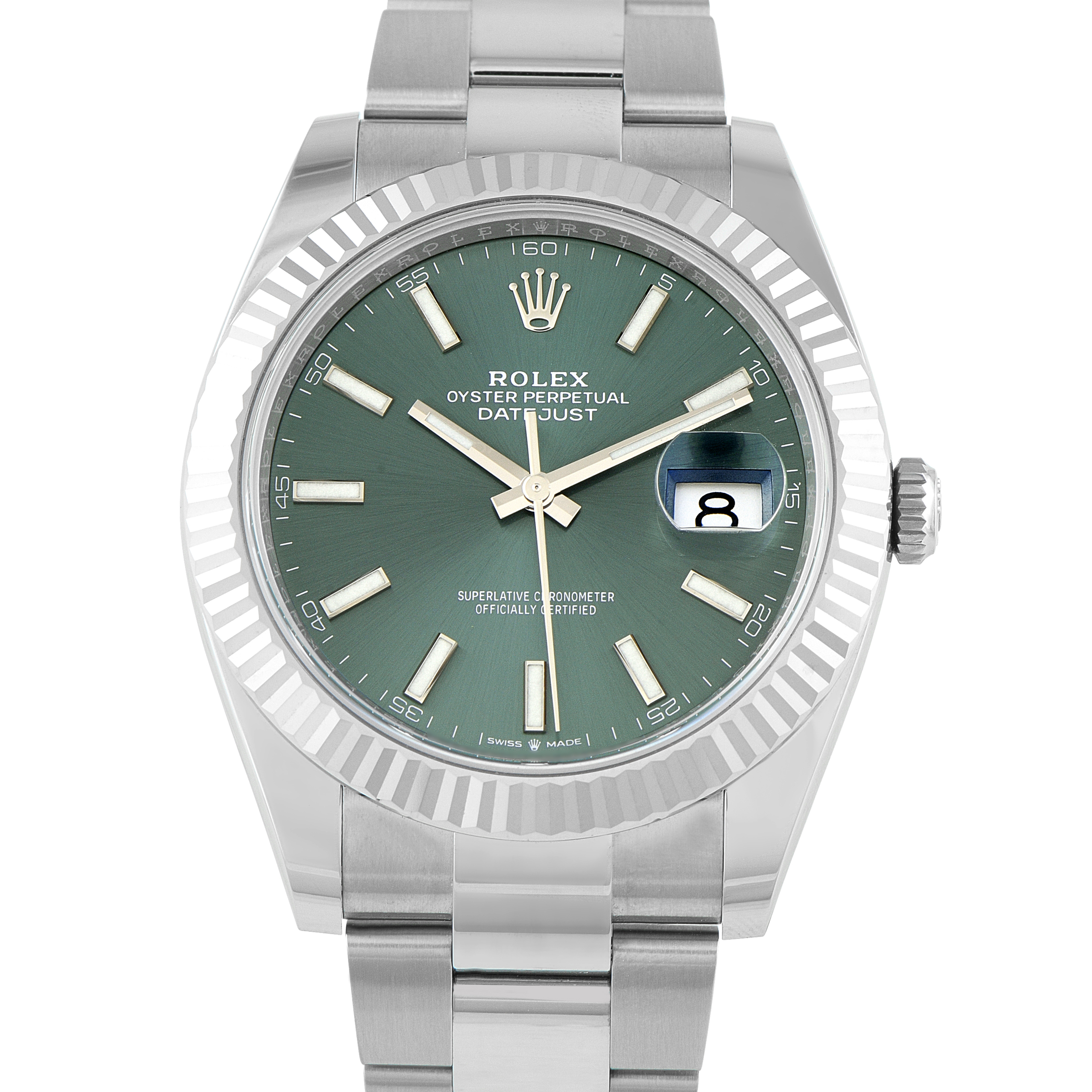Rolex Datejust 41 Green Dial Steel Oyster Watch 126334