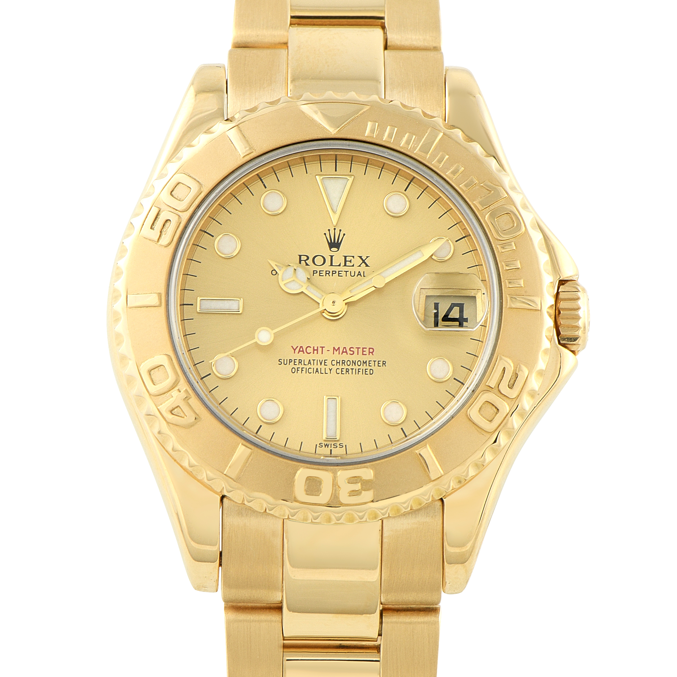 Rolex Yacht-Master Champagne Dial Yellow Gold Watch 168628