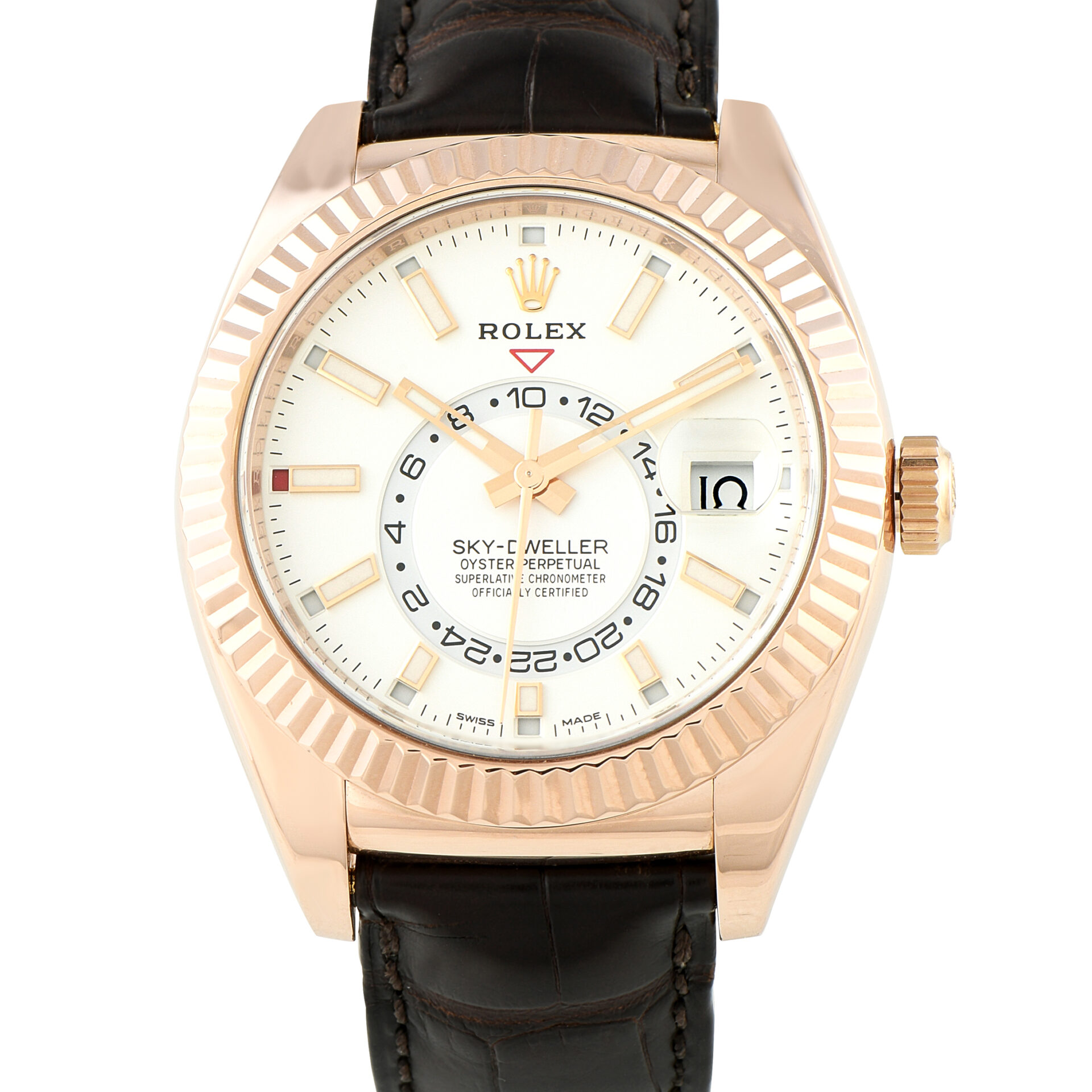 Rolex Sky-Dweller White Dial Everose Gold Watch 326135-0005
