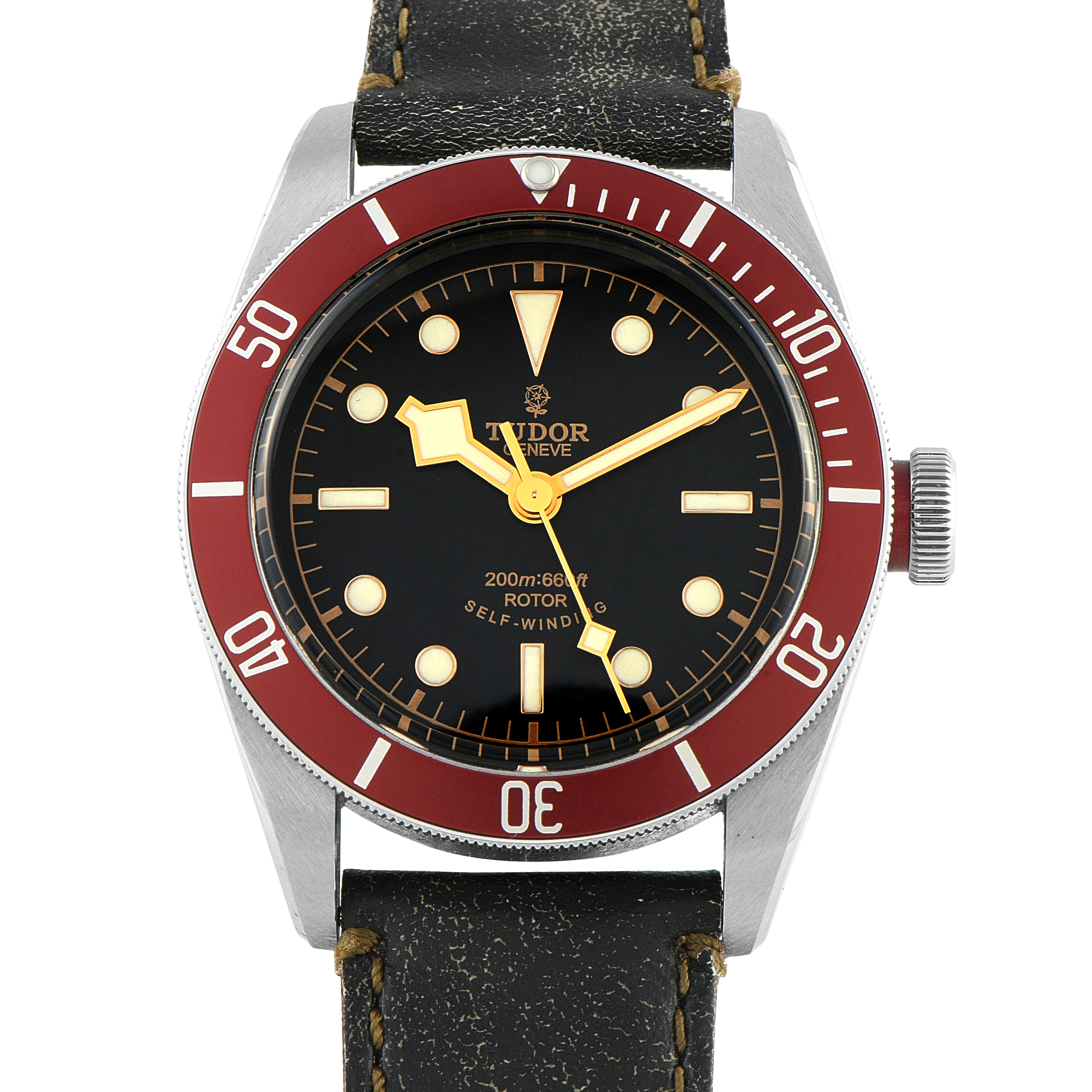 Pre-owned Tudor Black Bay Heritage Smiley rose gold indices black dial, ref. 79220R