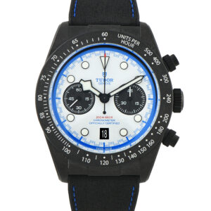 Pre-owned Tudor Black Bay Chrono Carbon 25 42mm white dial flyback chronograph, ref. 79377KN