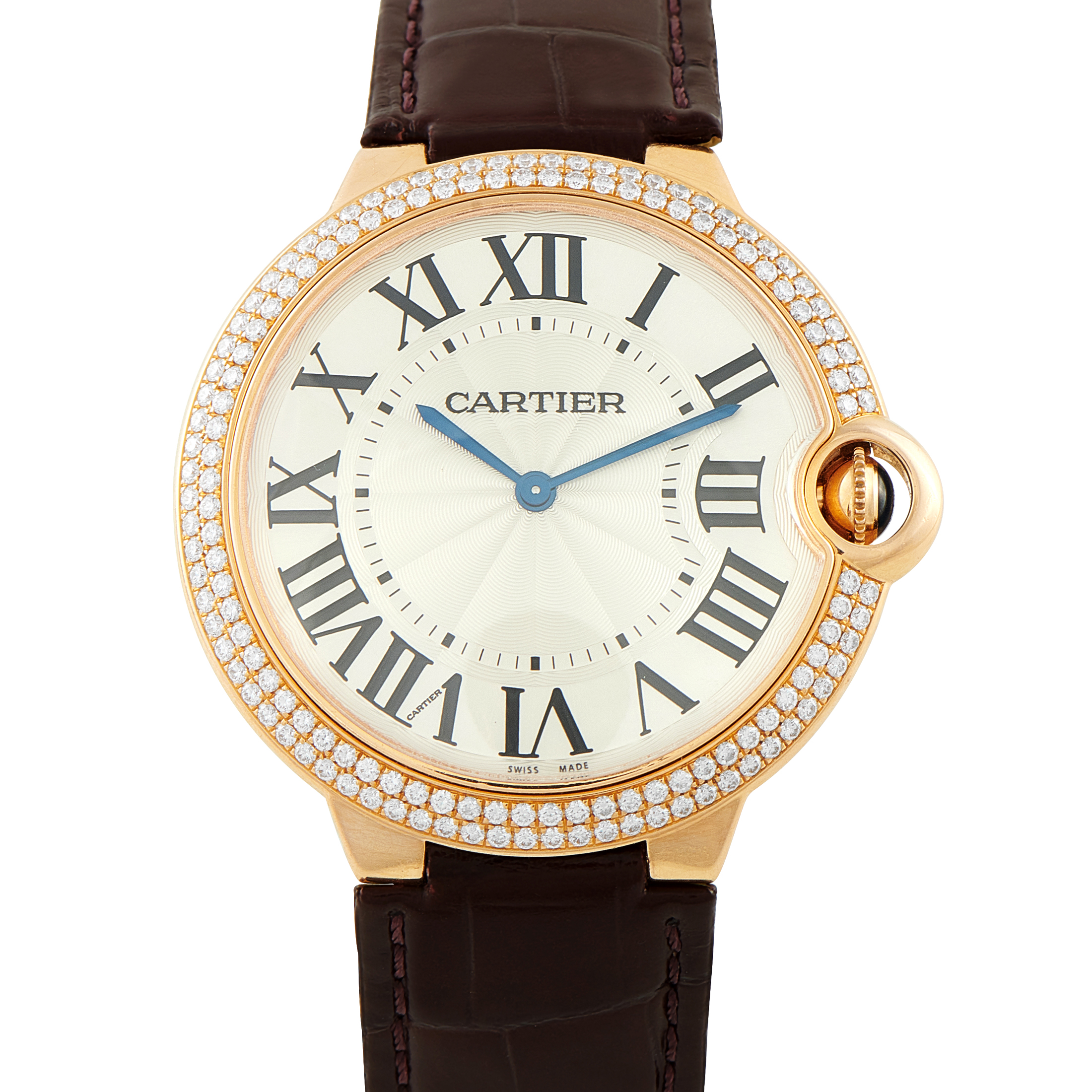 Cartier Ballon Bleu Diamond Bezel Rose Gold Watch WE902055