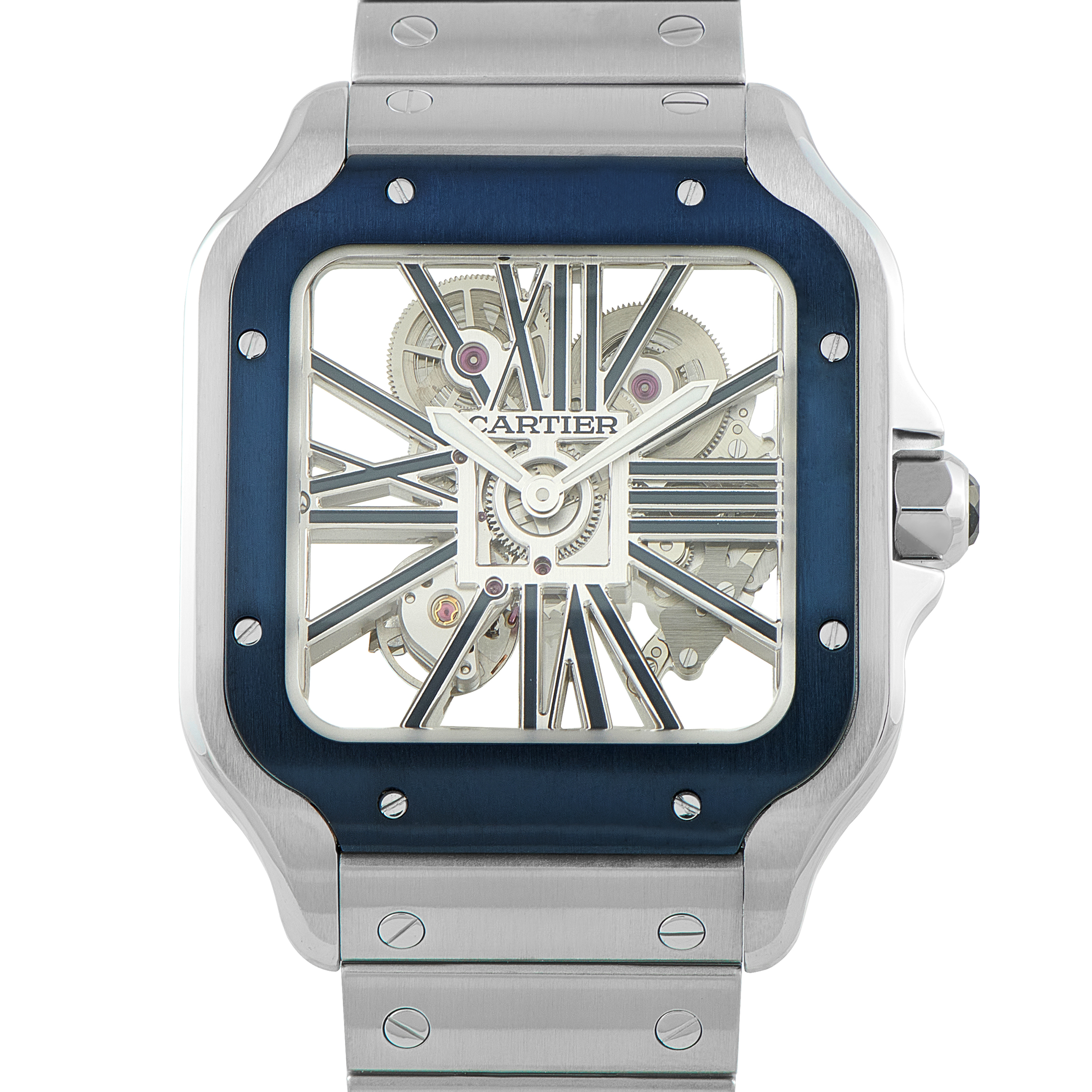 Cartier Santos Skeleton Steel Watch WHSA0026