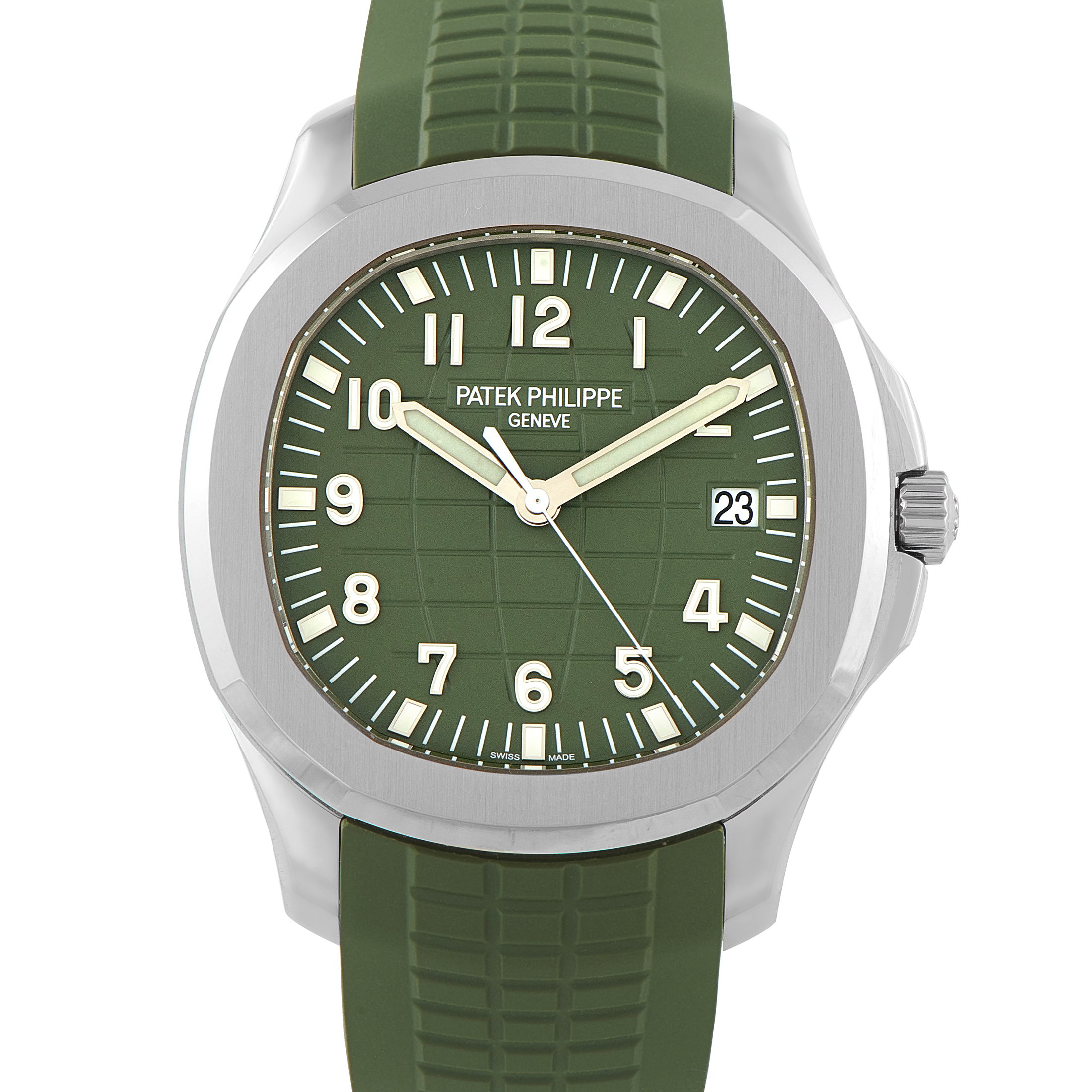 Patek Philippe Aquanaut Jumbo Khaki Green Dial White Gold Watch 5168G-010
