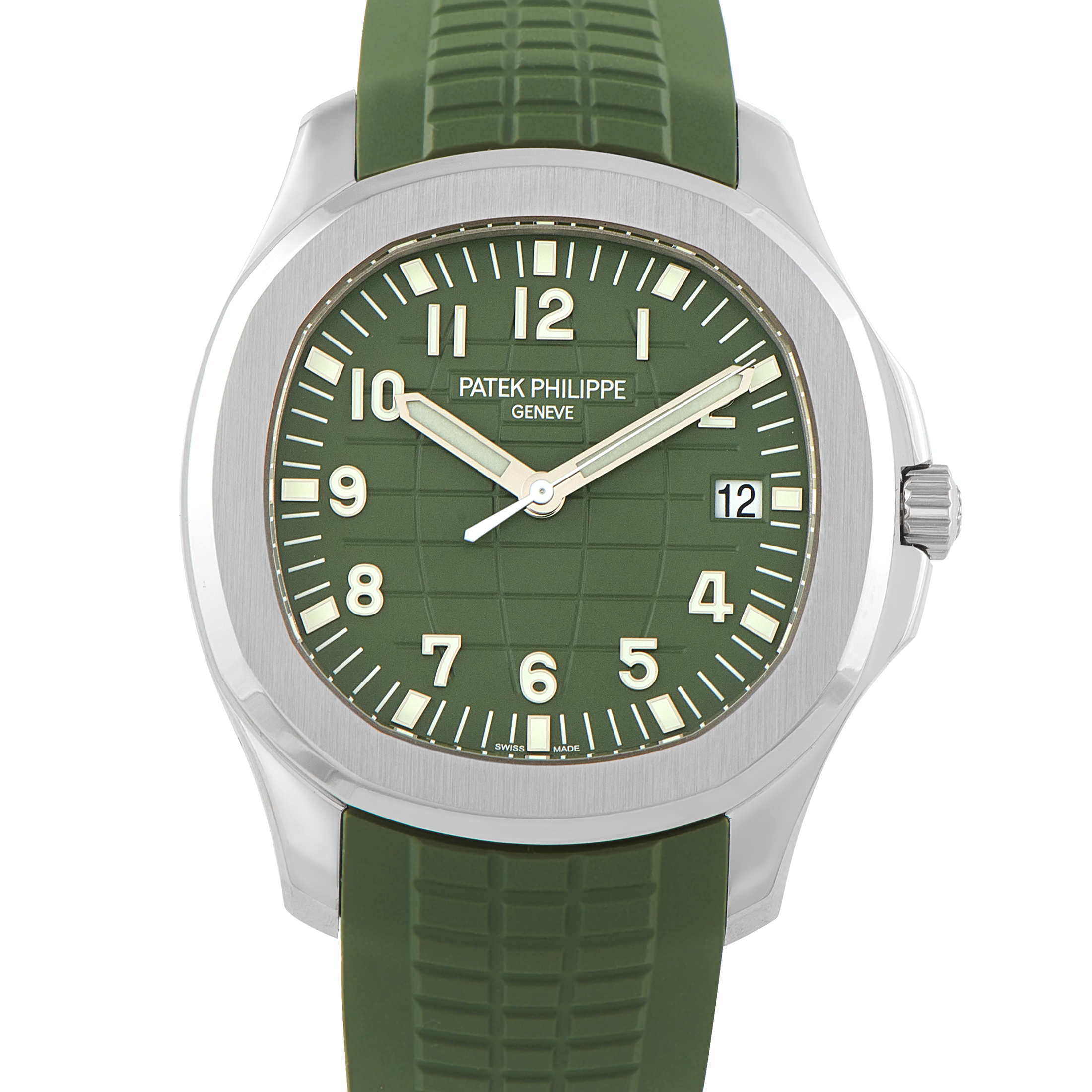 Patek Philippe Aquanaut Jumbo Khaki Green Dial White Gold Watch 5168G