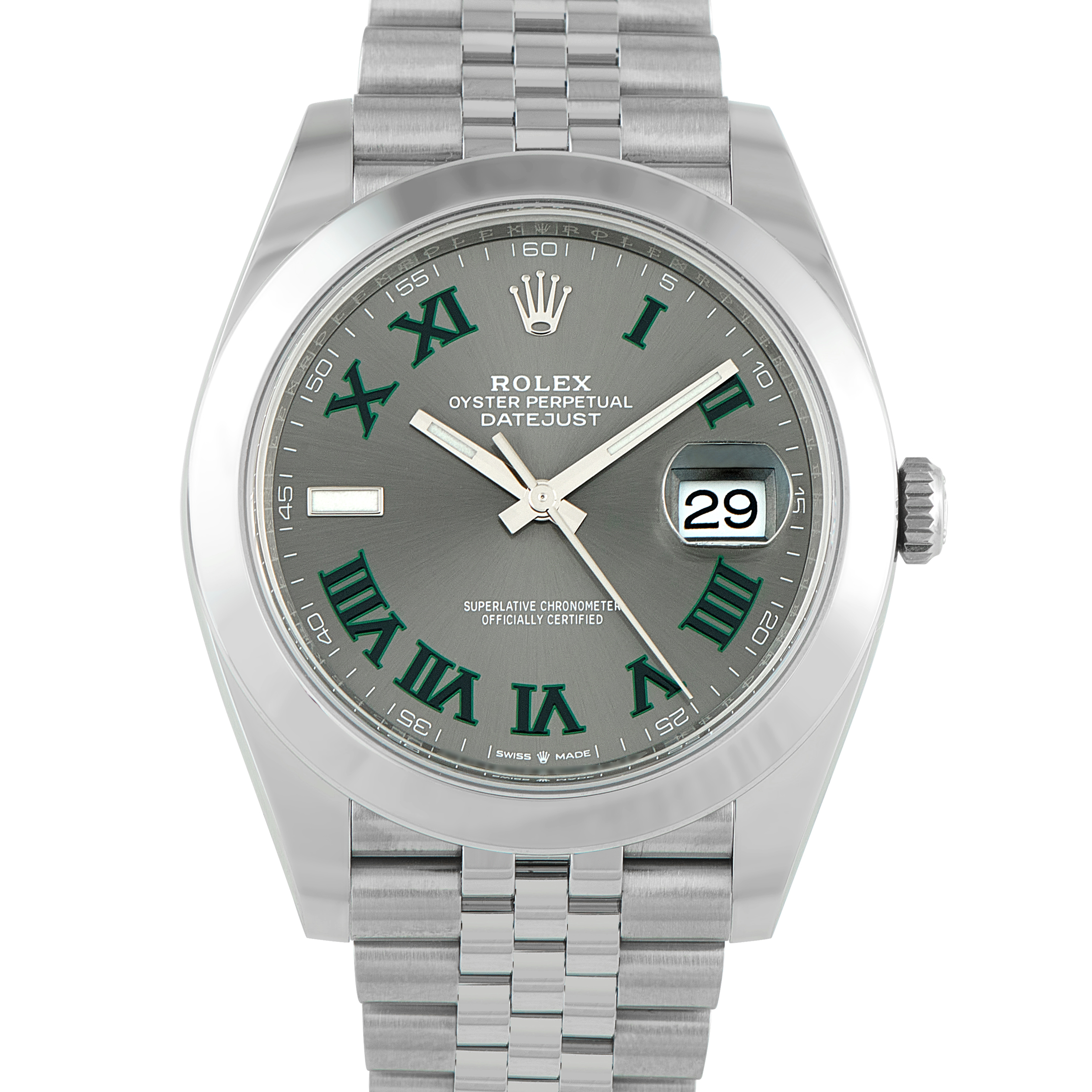 Rolex Datejust 41 Wimbledon Slate Dial Steel Jubilee Watch 126300