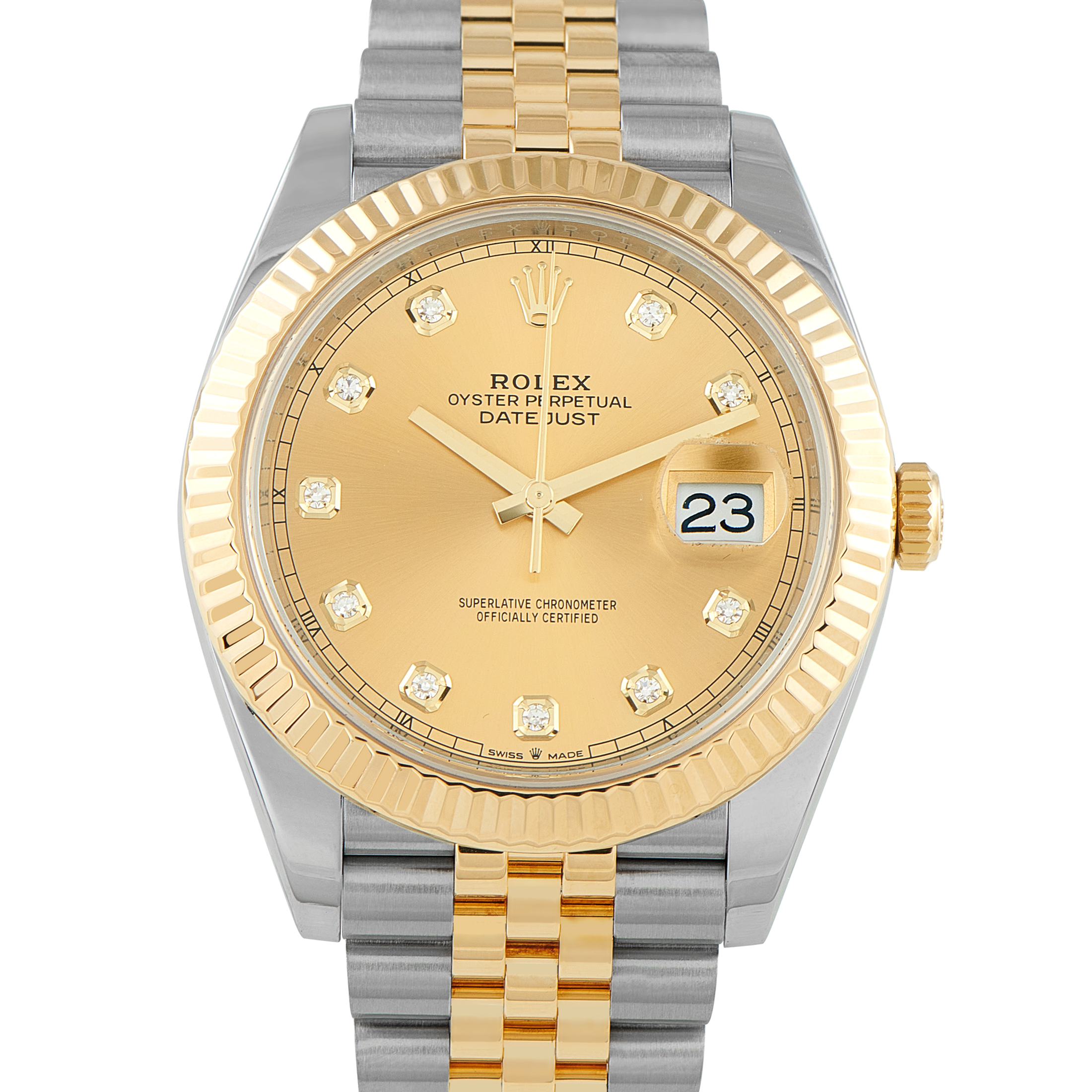 Rolex Datejust 41 Diamond-Set Champagne Dial Two-Tone Jubilee Watch 126333