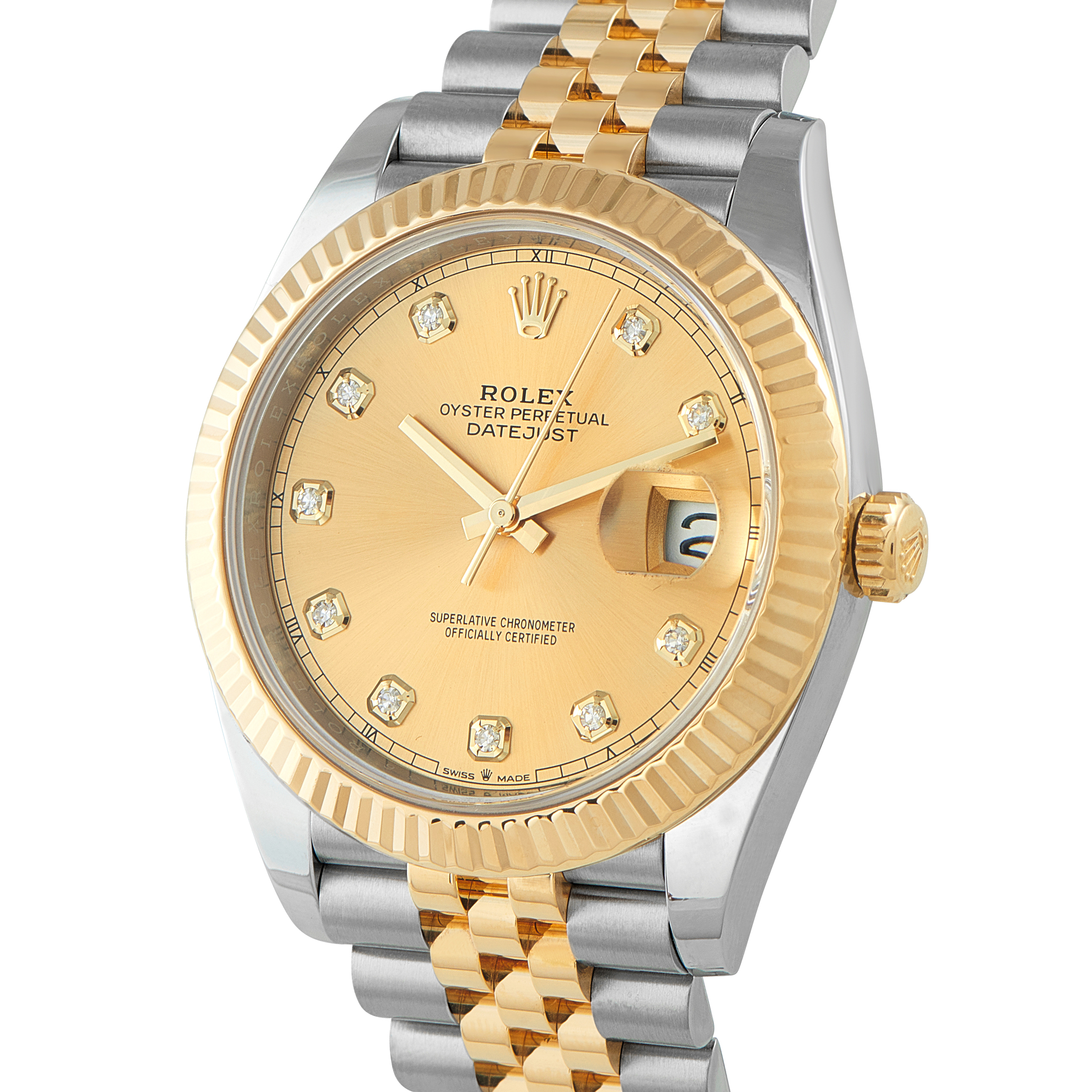 Rolex Datejust 41 Diamond-Set Champagne Dial Two-Tone Jubilee Watch 126333 - Image 2