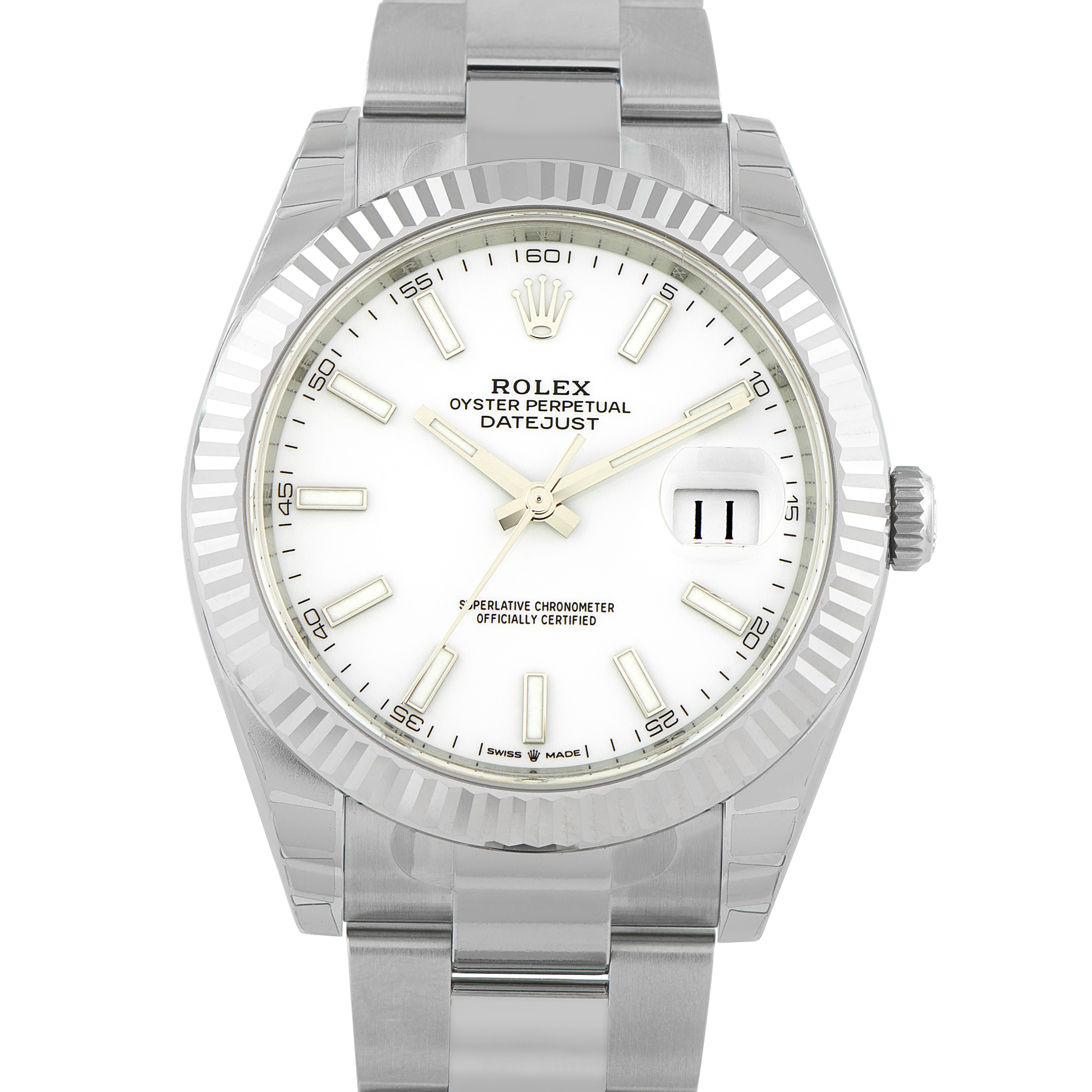 Rolex Datejust 41 White Dial Steel Oyster Watch 126334