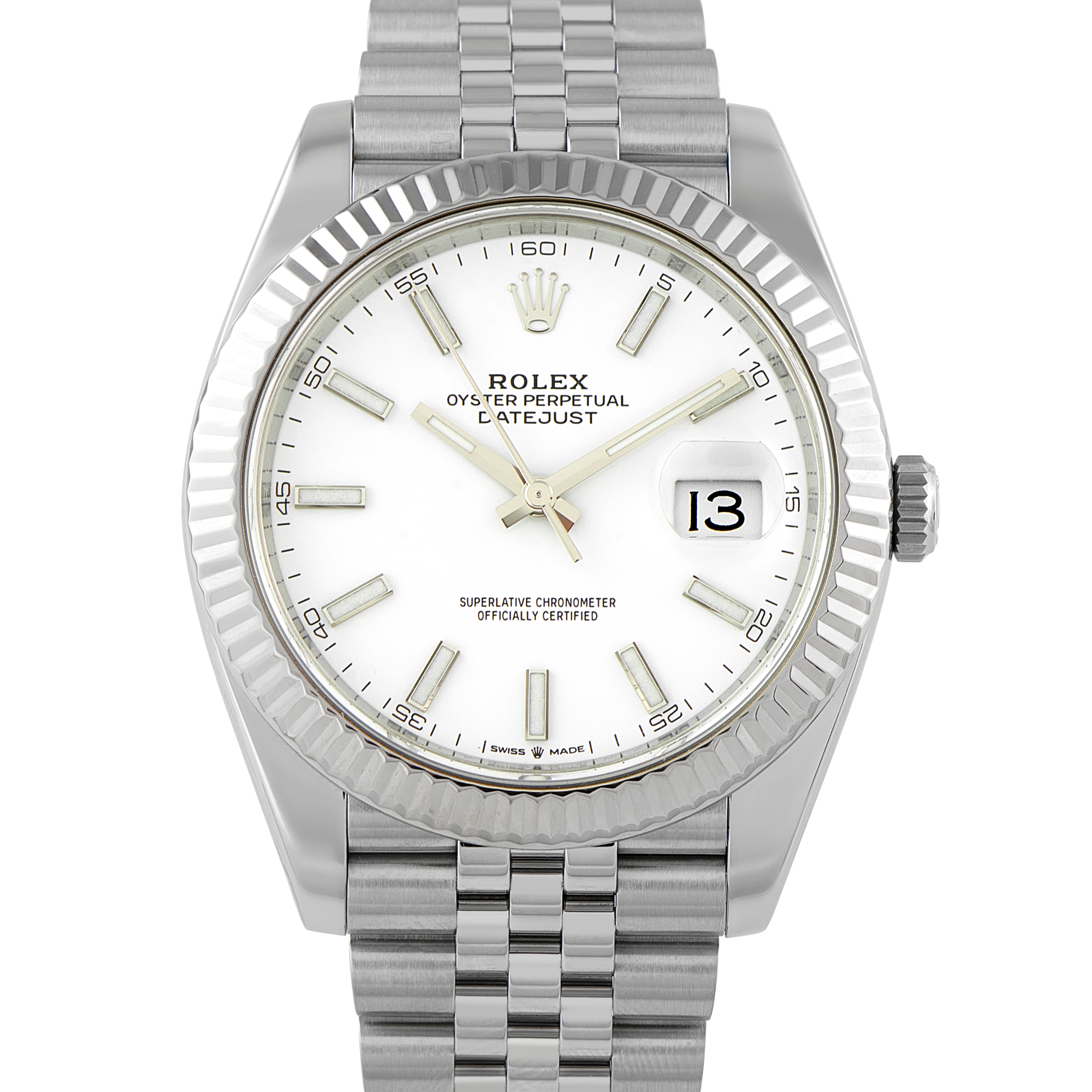 Rolex Datejust 41 White Dial Steel Jubilee Watch 126334